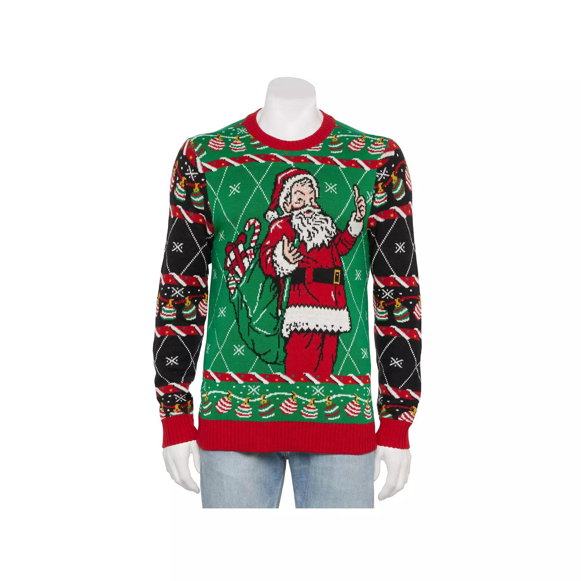 Men's Santa Claus & Decorations Holiday Sweater, Size: Small, Green Product Image