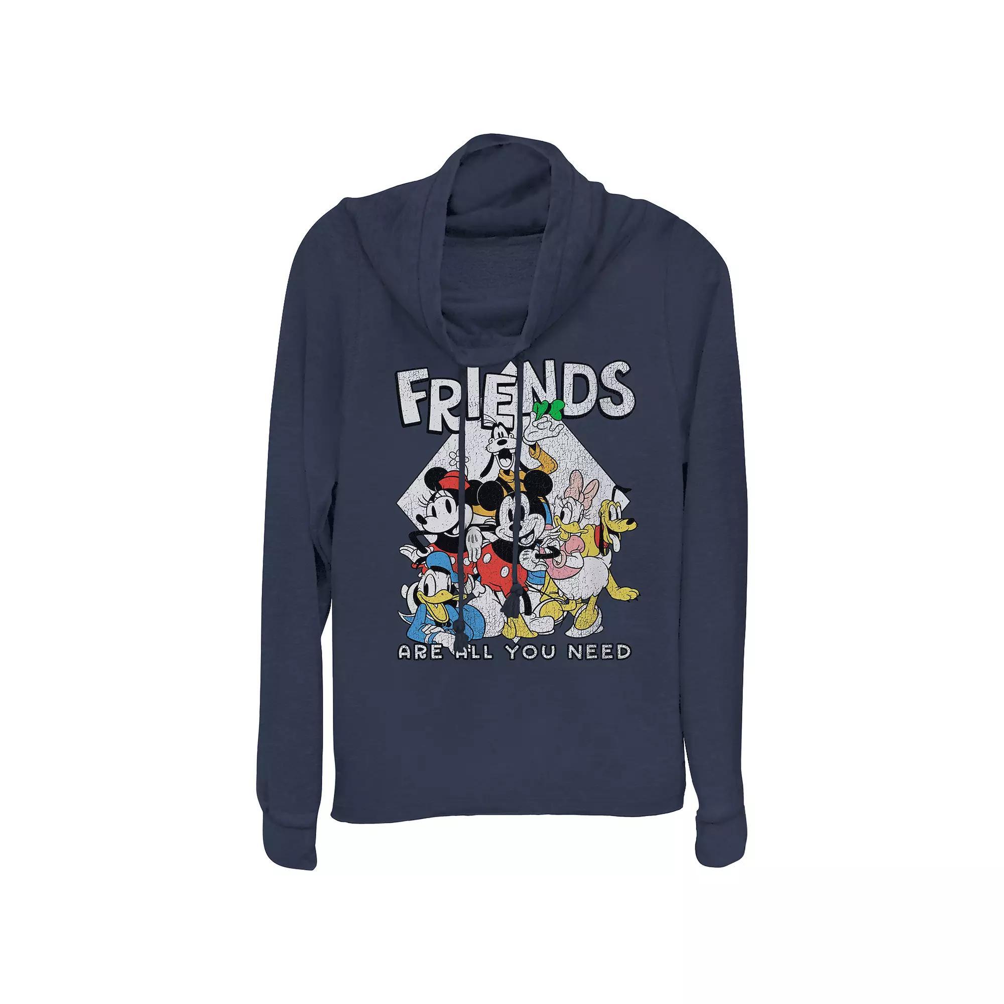 Disney's Mickey Mouse And Friends Are All You Need Women's Cowlneck Graphic Lightweight Long Sleeve, Girl's, Size: XS, Blue Product Image
