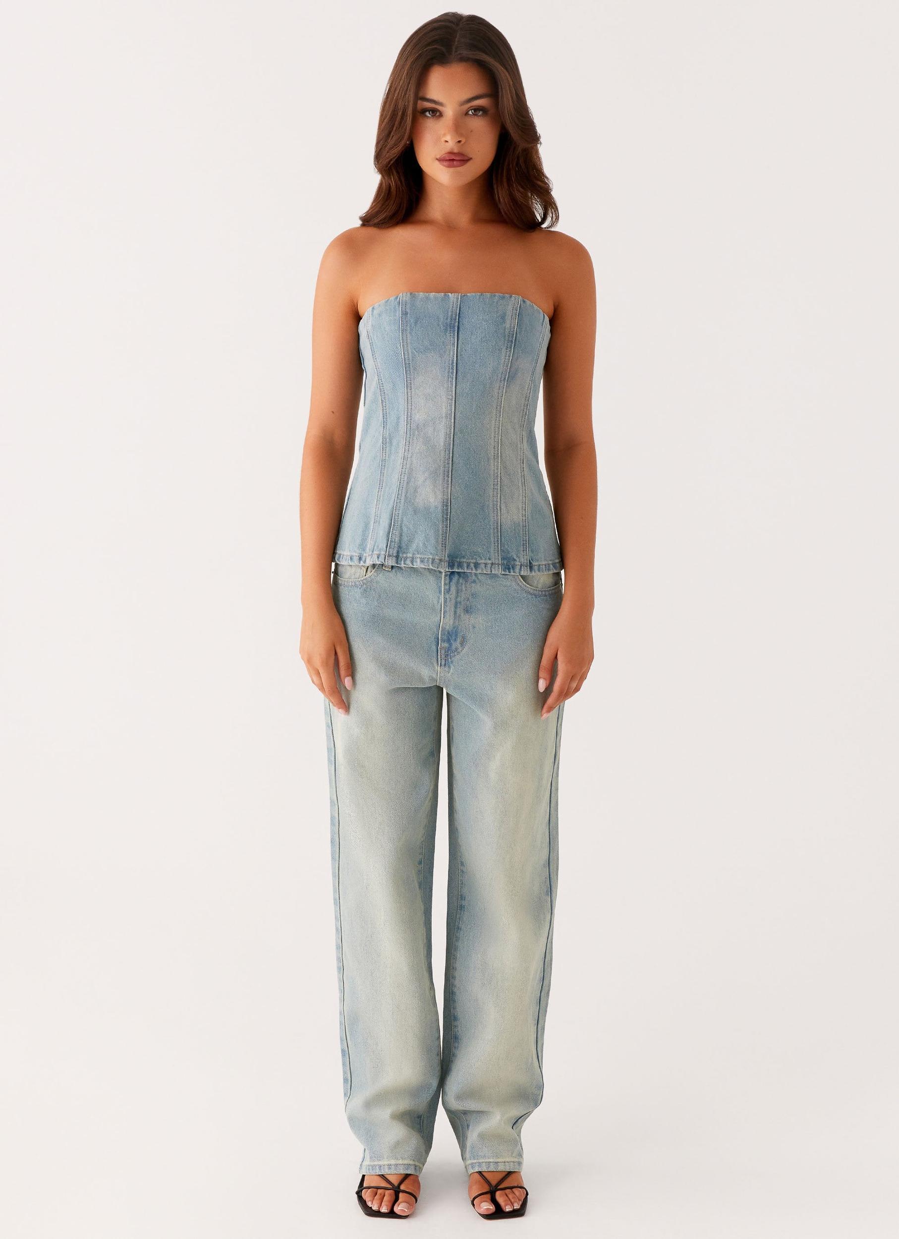 Poppy Low Rise Jeans - Vintage Denim Product Image