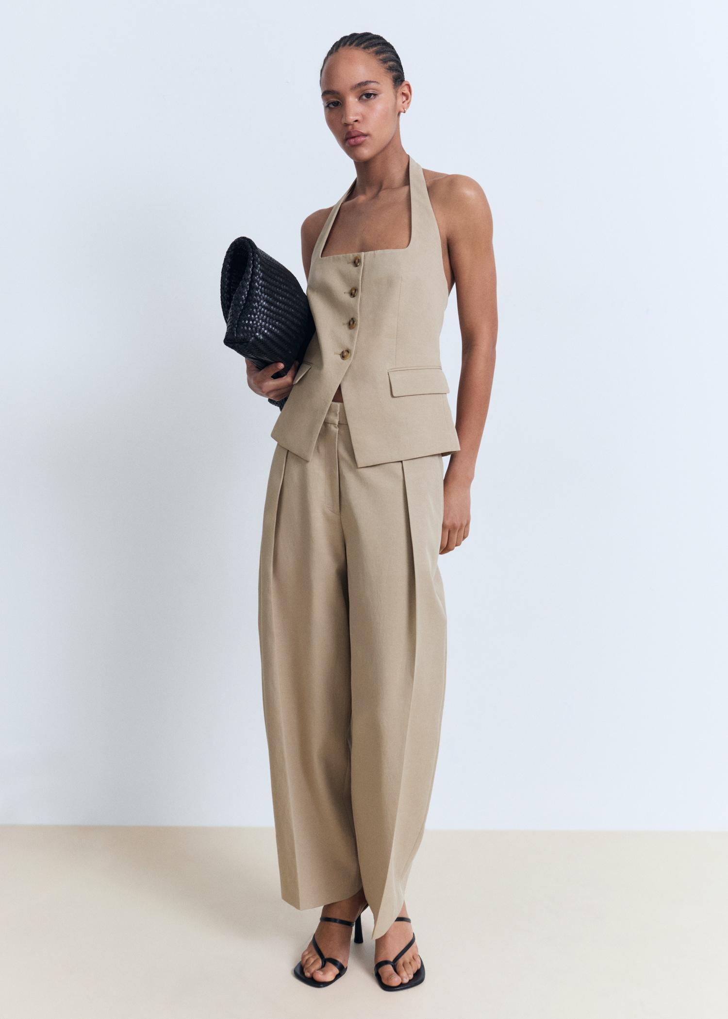 Linen-blend balloon pants - Women | MANGO USA Product Image