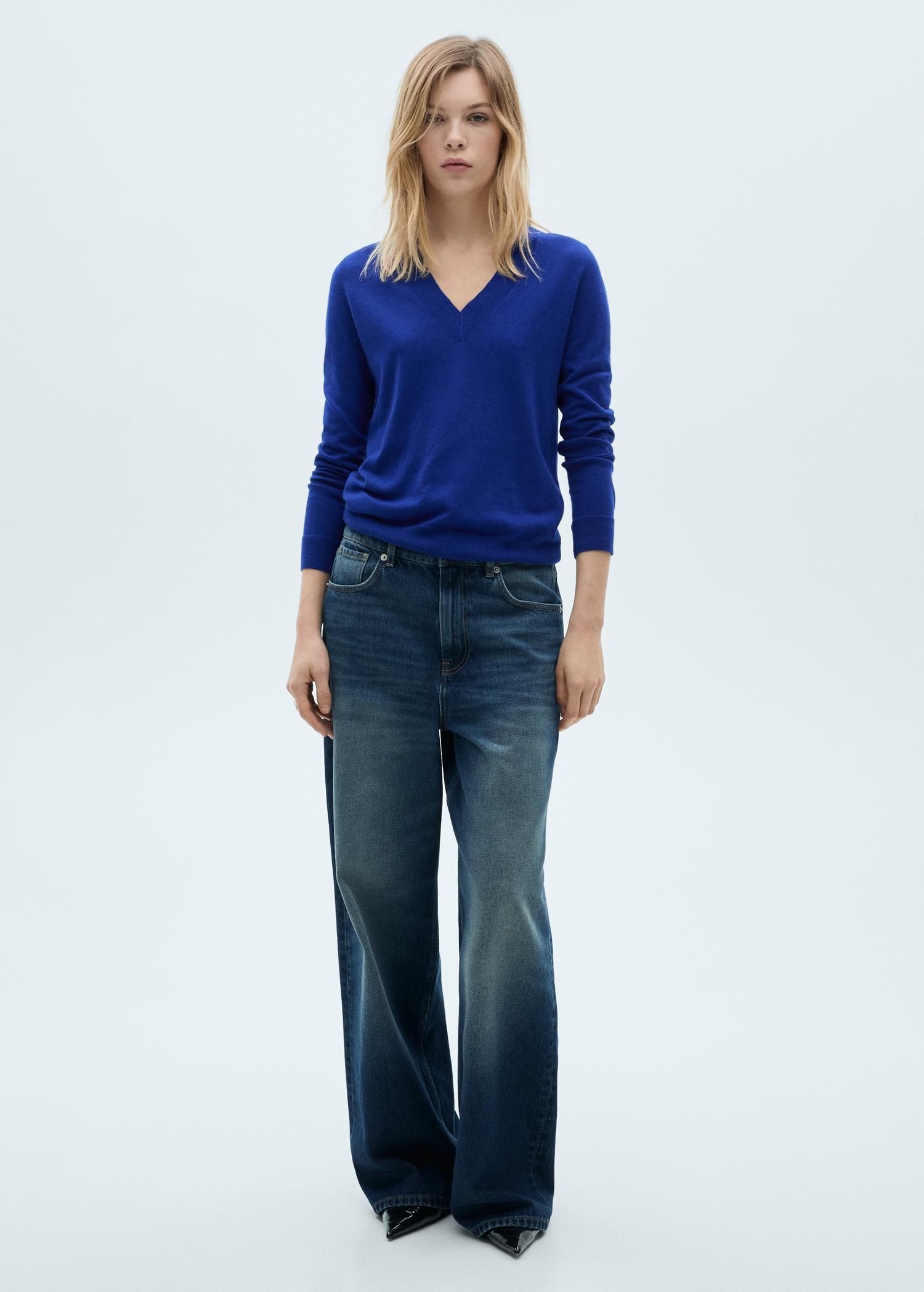 V-neck knit sweater - Women | MANGO USA Product Image