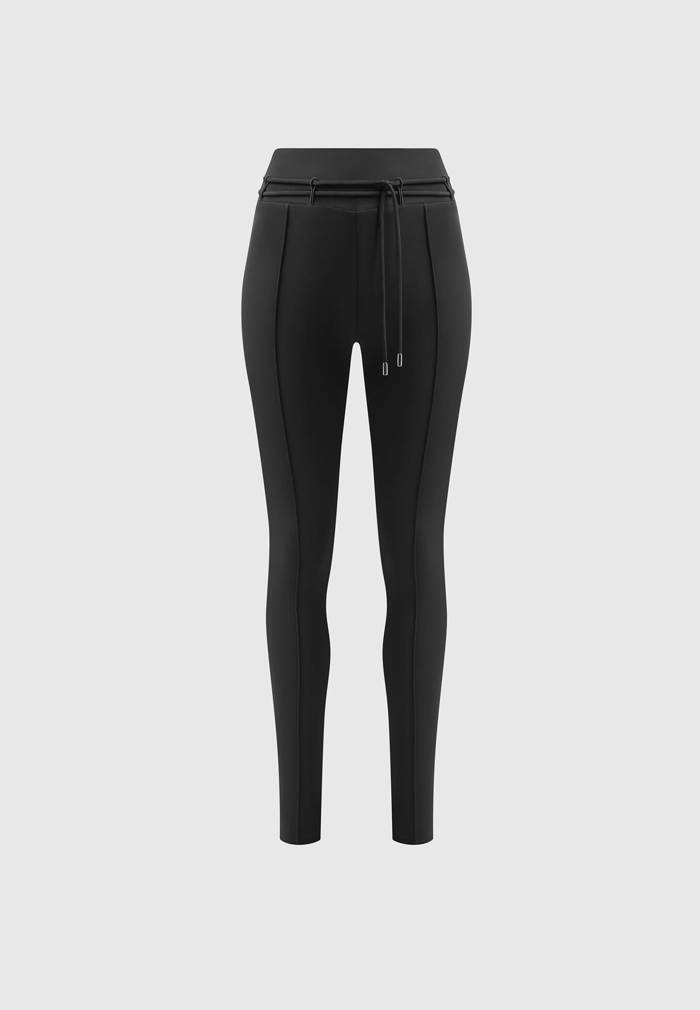 Neoprene Tie Detail Leggings - Black Female Product Image