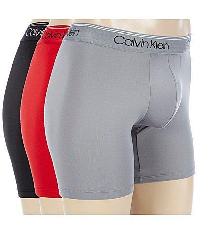 Men's Calvin Klein 3-Pack Microfiber Stretch Boxer Briefs, Size: 2XL, Black Convoy Red Gala Product Image