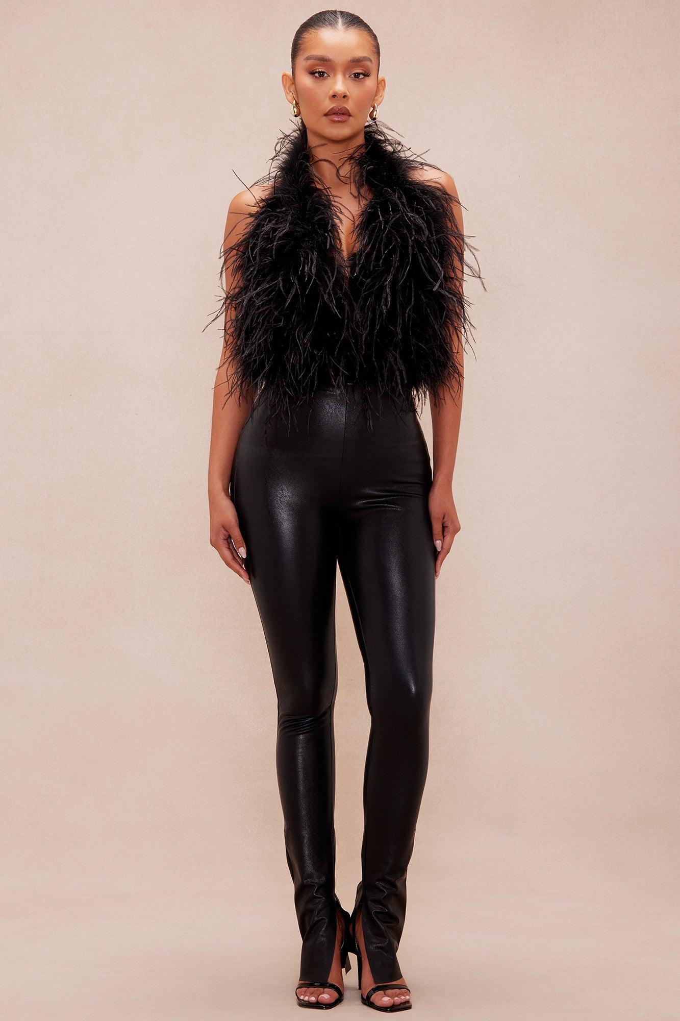 Fera Feather Bodysuit - Black Product Image