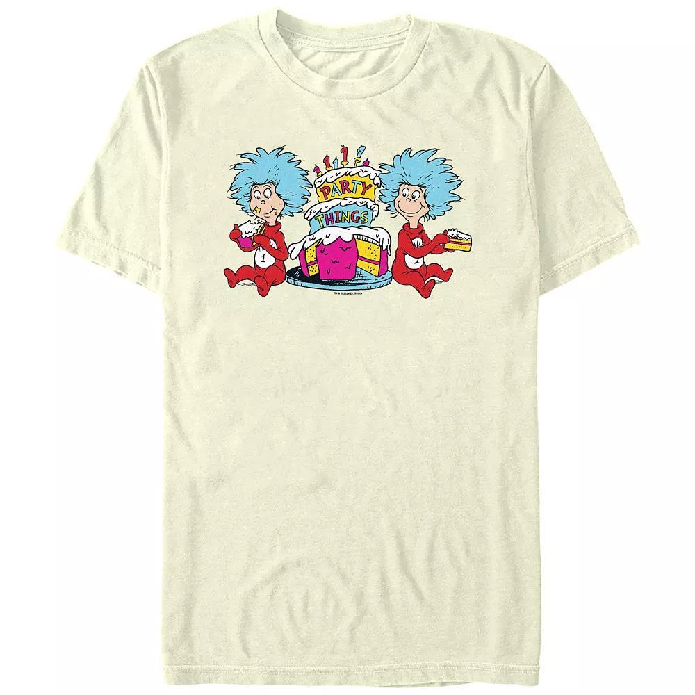 Men's Dr. Seuss Party Things Graphic Tee, Size: Medium, Natural Product Image