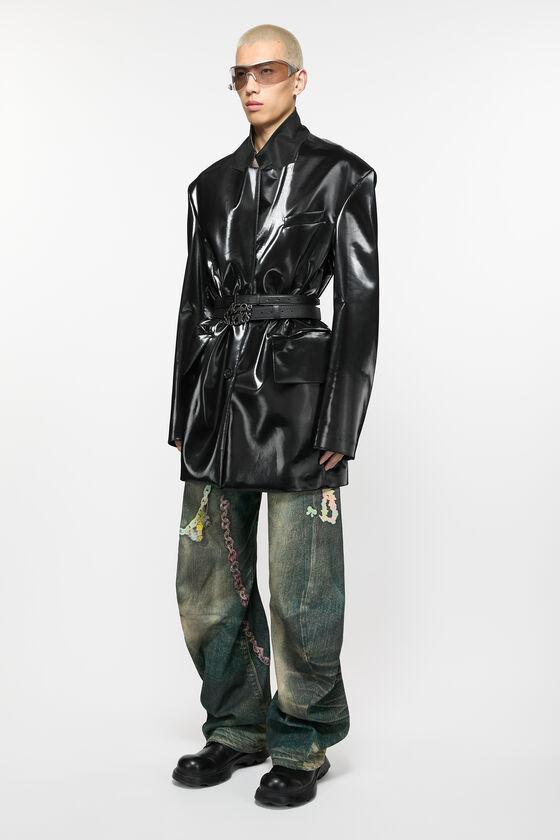 Single-breasted glossed overcoat Product Image