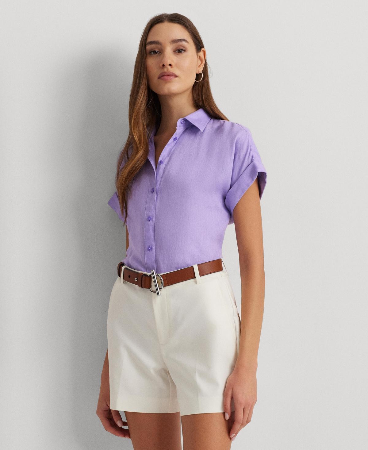 Lauren Ralph Lauren Linen Dolman-Sleeve Shirt Opal) Women's Clothing Product Image