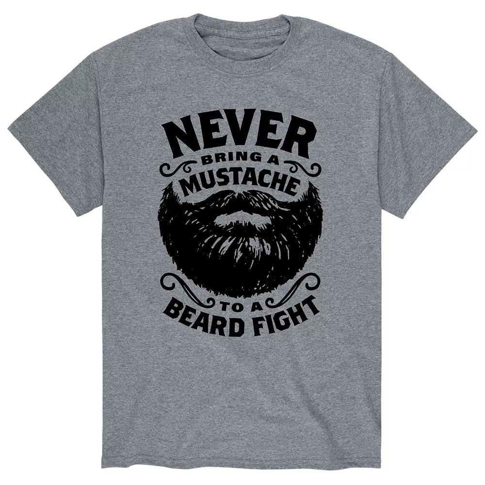 Men's Mustache To Beard Fight Tee, Size: Large, Gray Product Image