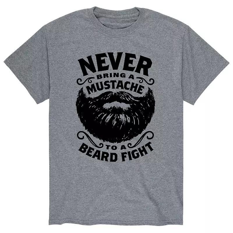 Men's Mustache To Beard Fight Tee, Size: Large, Gray Product Image