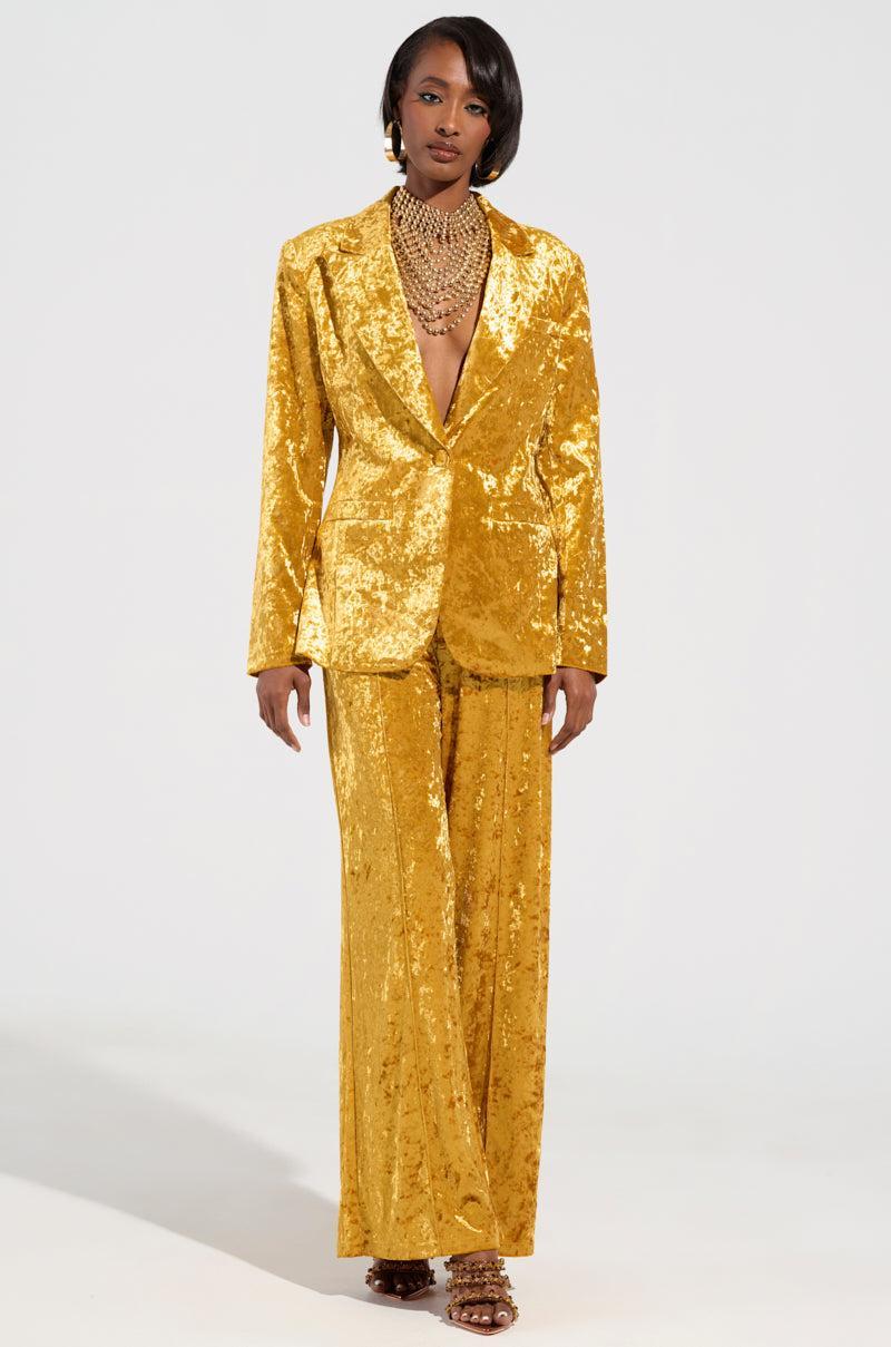 DRIPPING IN GOLD CRUSHED VELVET TROUSER Product Image