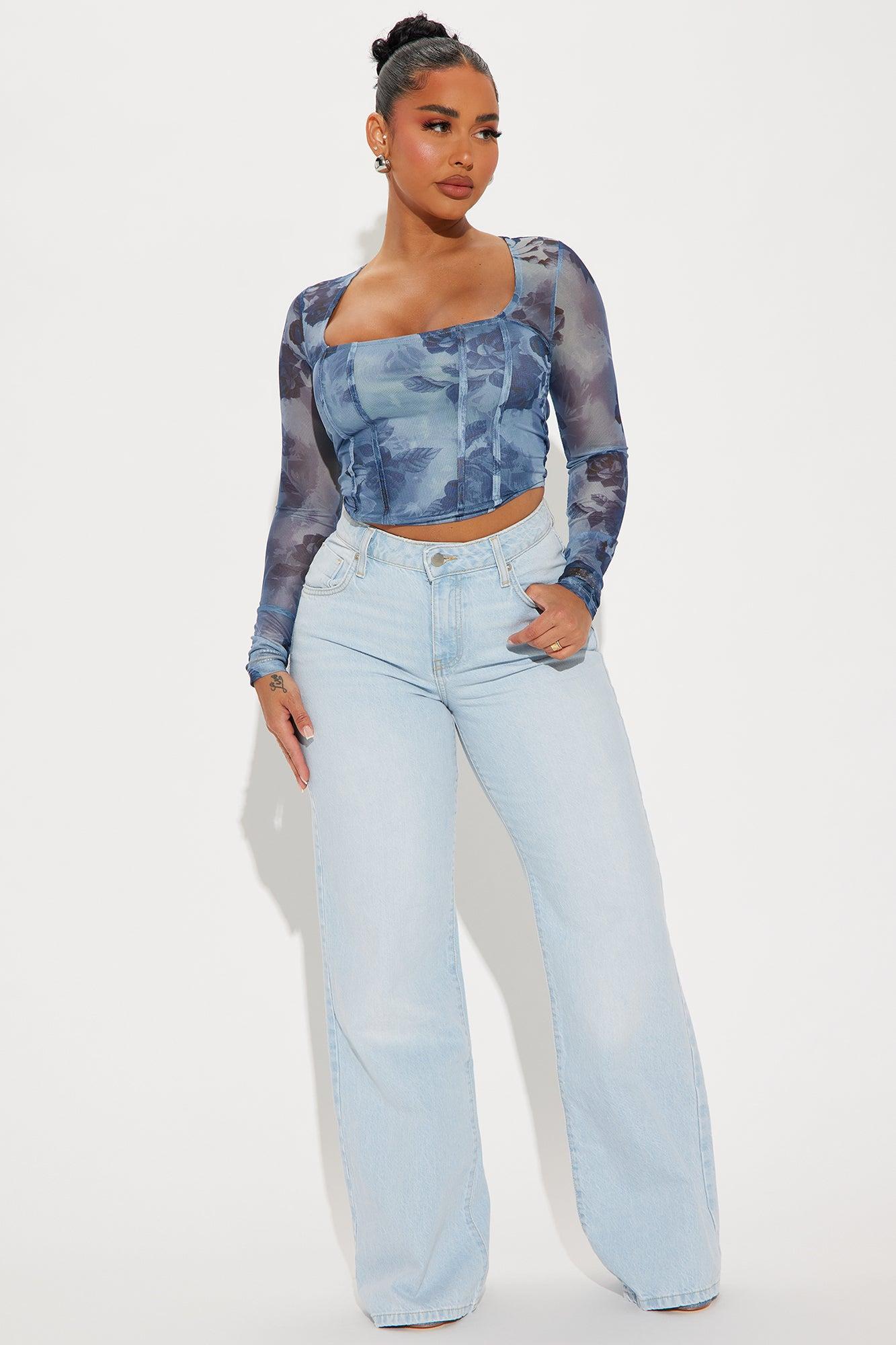 Charlotte Mesh Corset Top - Denim Product Image