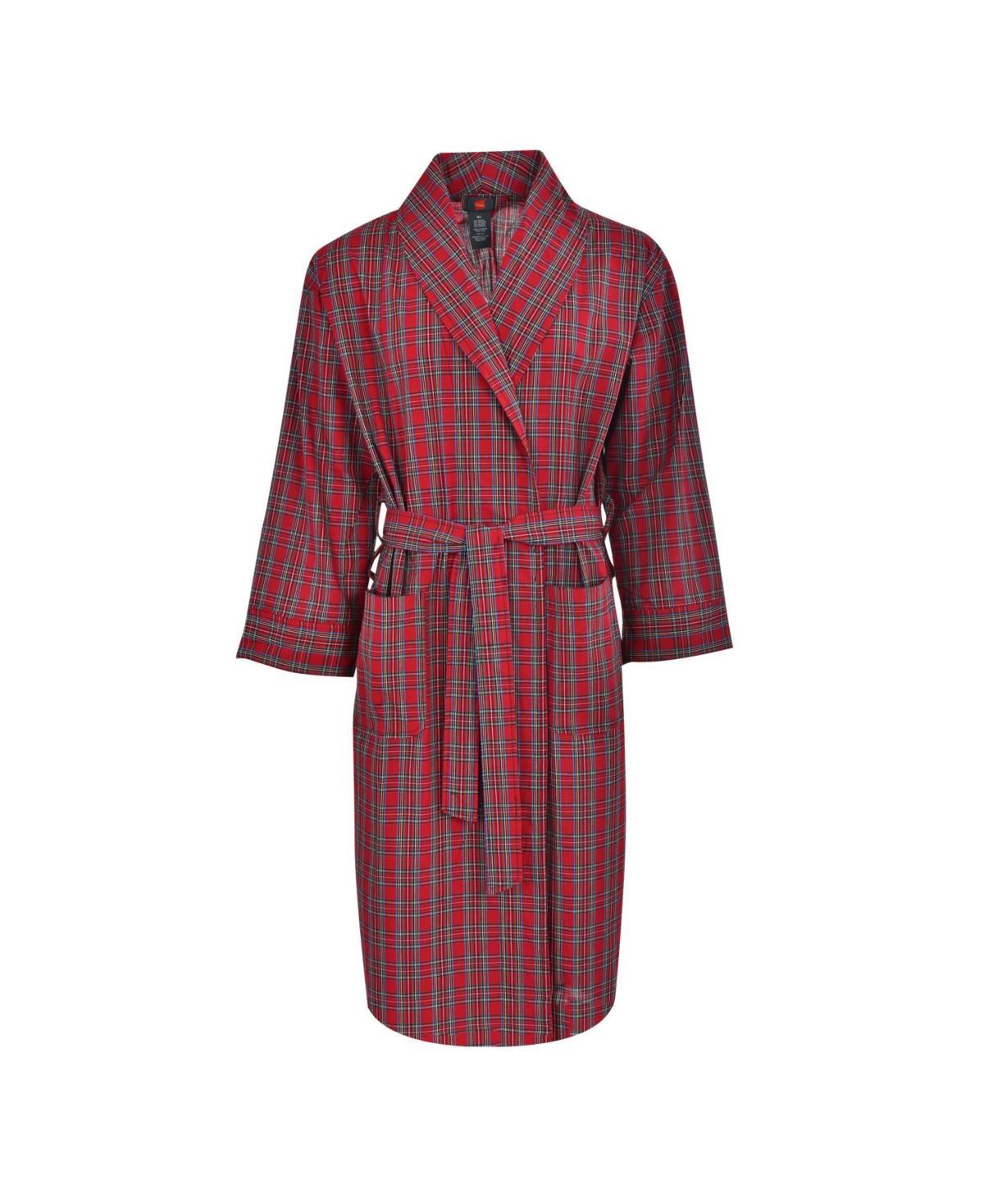 Big & Tall Hanes® Lightweight Woven Shawl Robe, Men's, Size: 5XL/6XL, Red Plaid Product Image
