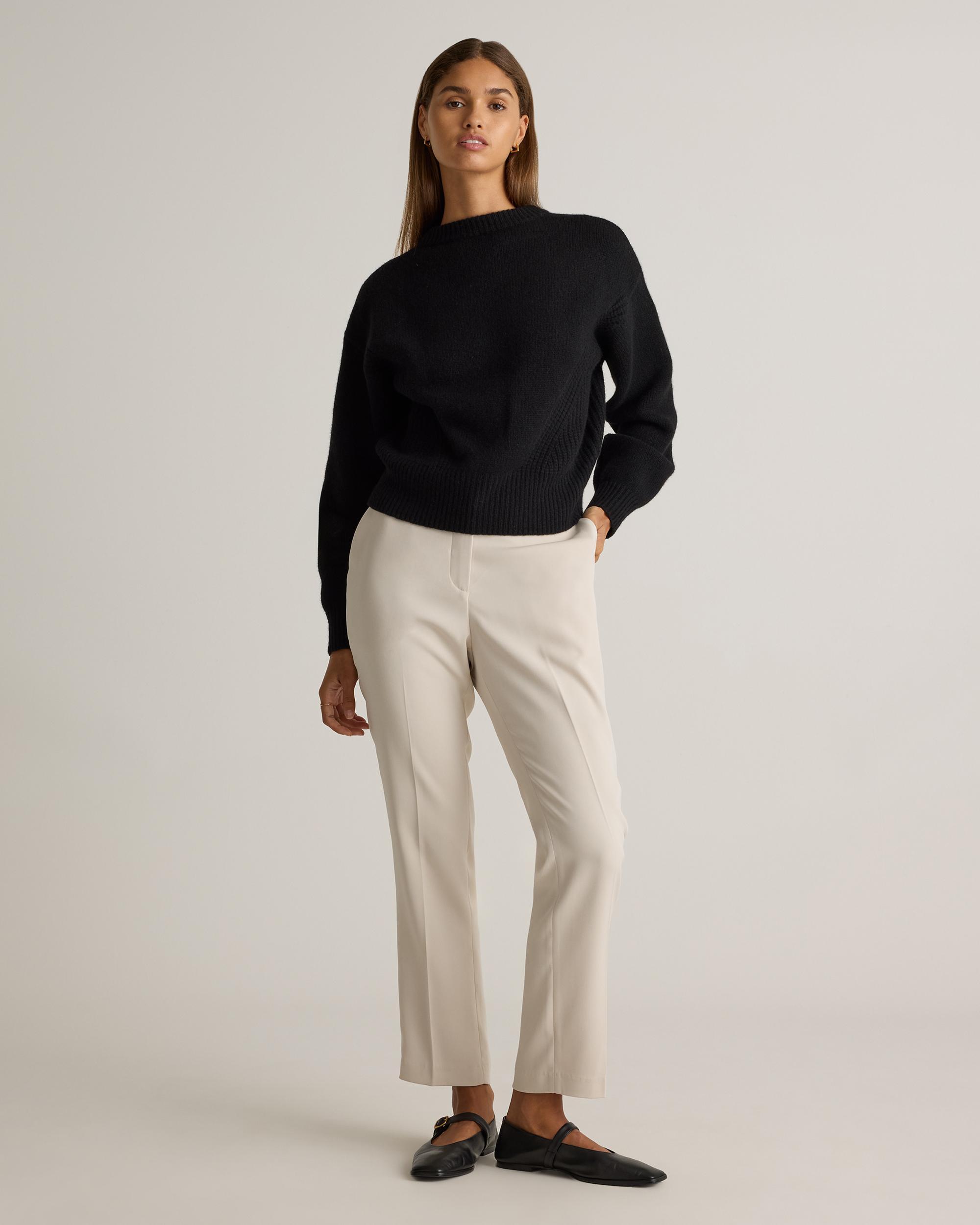 Quince | Women's 100% Yak Wool Pointelle Detail Relaxed Crew Neck Alpaca Sweater Size XL Product Image