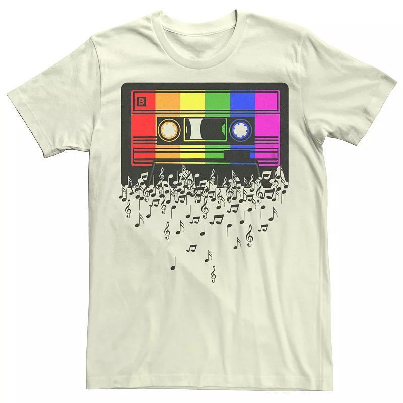 Men's Pride Rainbow Flag Music Note Cassette Graphic Tee, Size: Large, Athletic Grey Product Image
