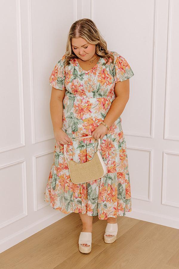 Sunny Sangria Floral Midi Dress in Mint Curves Product Image