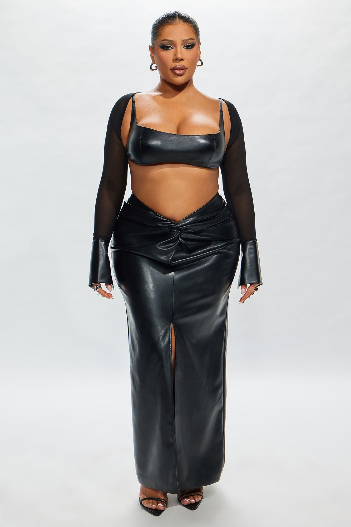 Estelle Faux Leather Maxi Skirt - Black Product Image