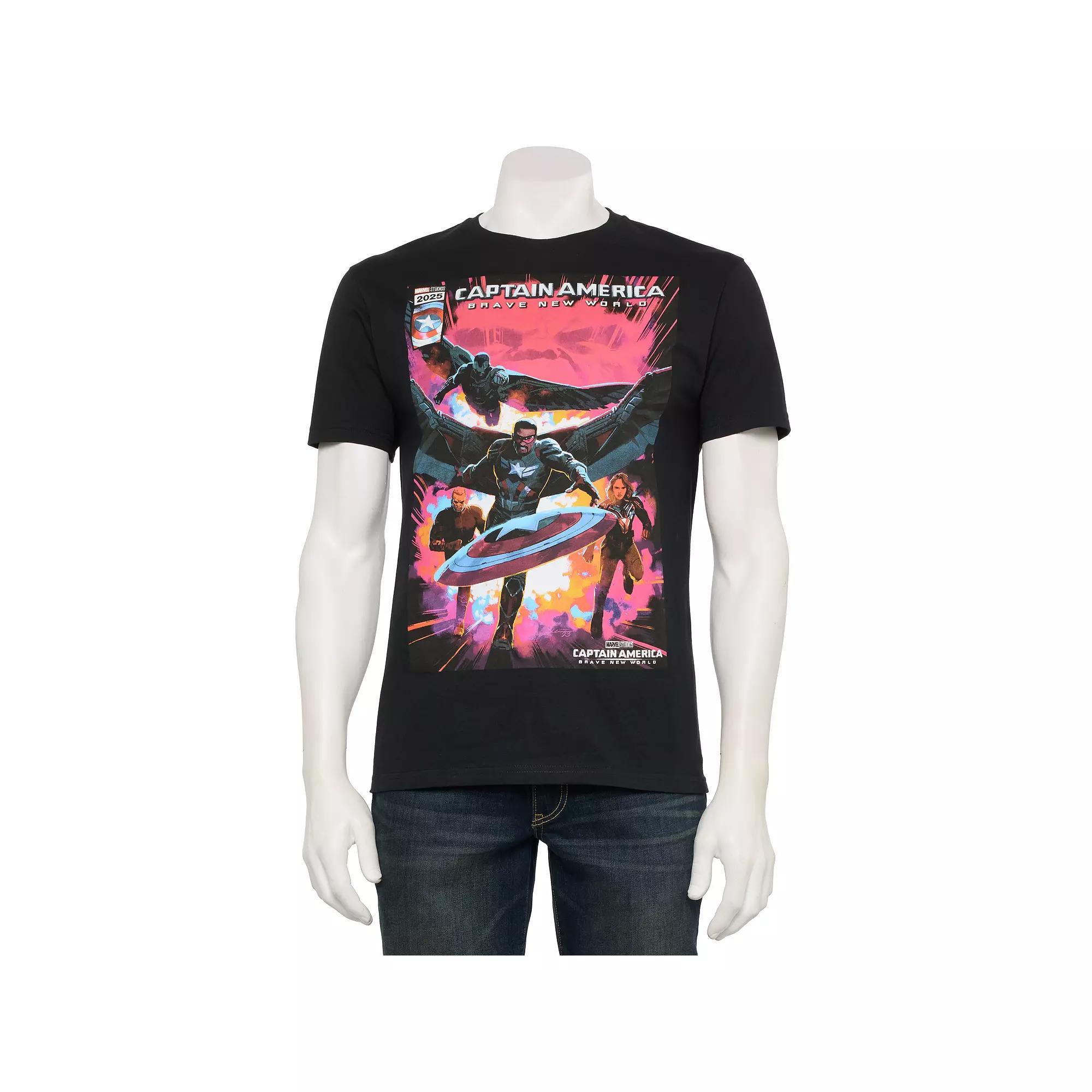 Men's Marvel Captain America New Team Graphic Tee, Size: Medium, Black Product Image