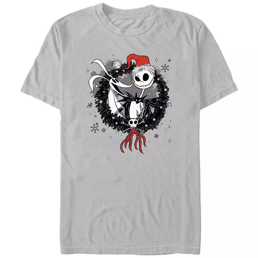 Disney's The Nightmare Before Christmas Jack And Zero Wreath Men's Graphic Tee, Size: XL, Silver Product Image