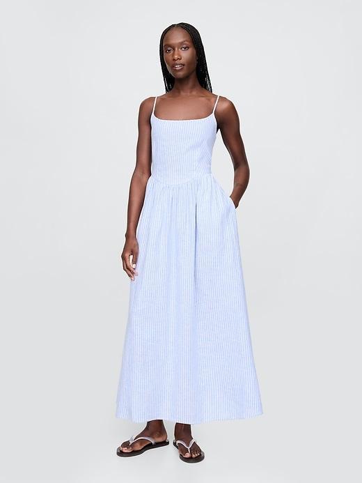 Linen-Blend Drop-Waist Maxi Dress Product Image
