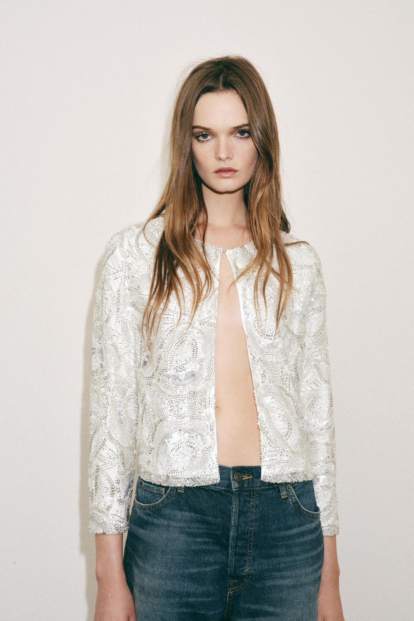 SEQUIN KNIT CARDIGAN Product Image
