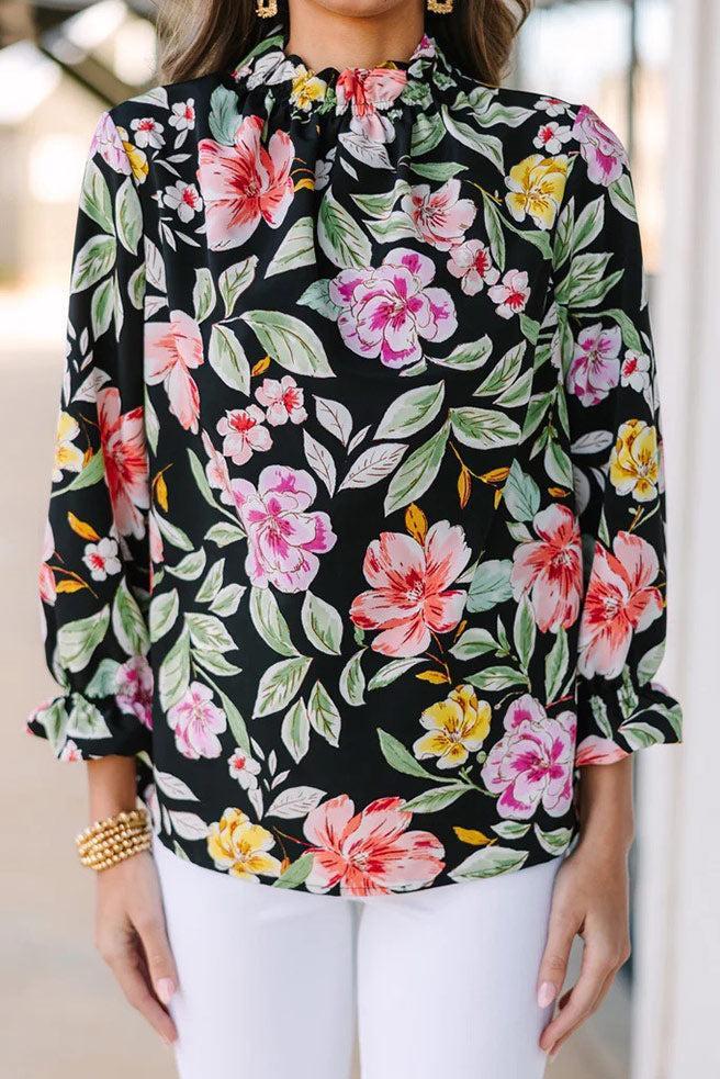 Tried and True Black Floral Blouse Female Product Image
