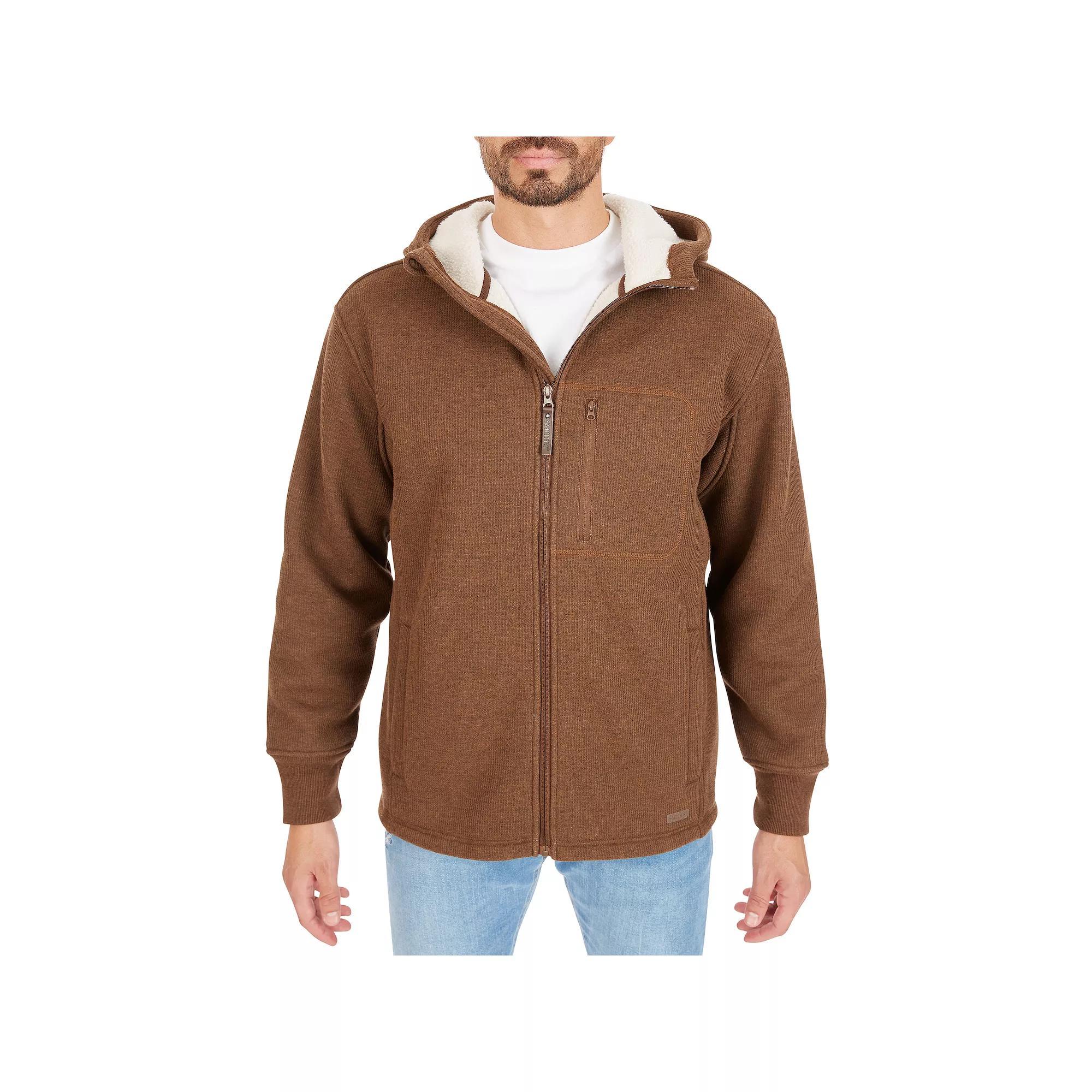 Big & Tall Smith's Workwear Sherpa-Lined Thermal Full-Zip Hooded Shacket, Men's, Size: 3XB, Grey Hazelnut Product Image