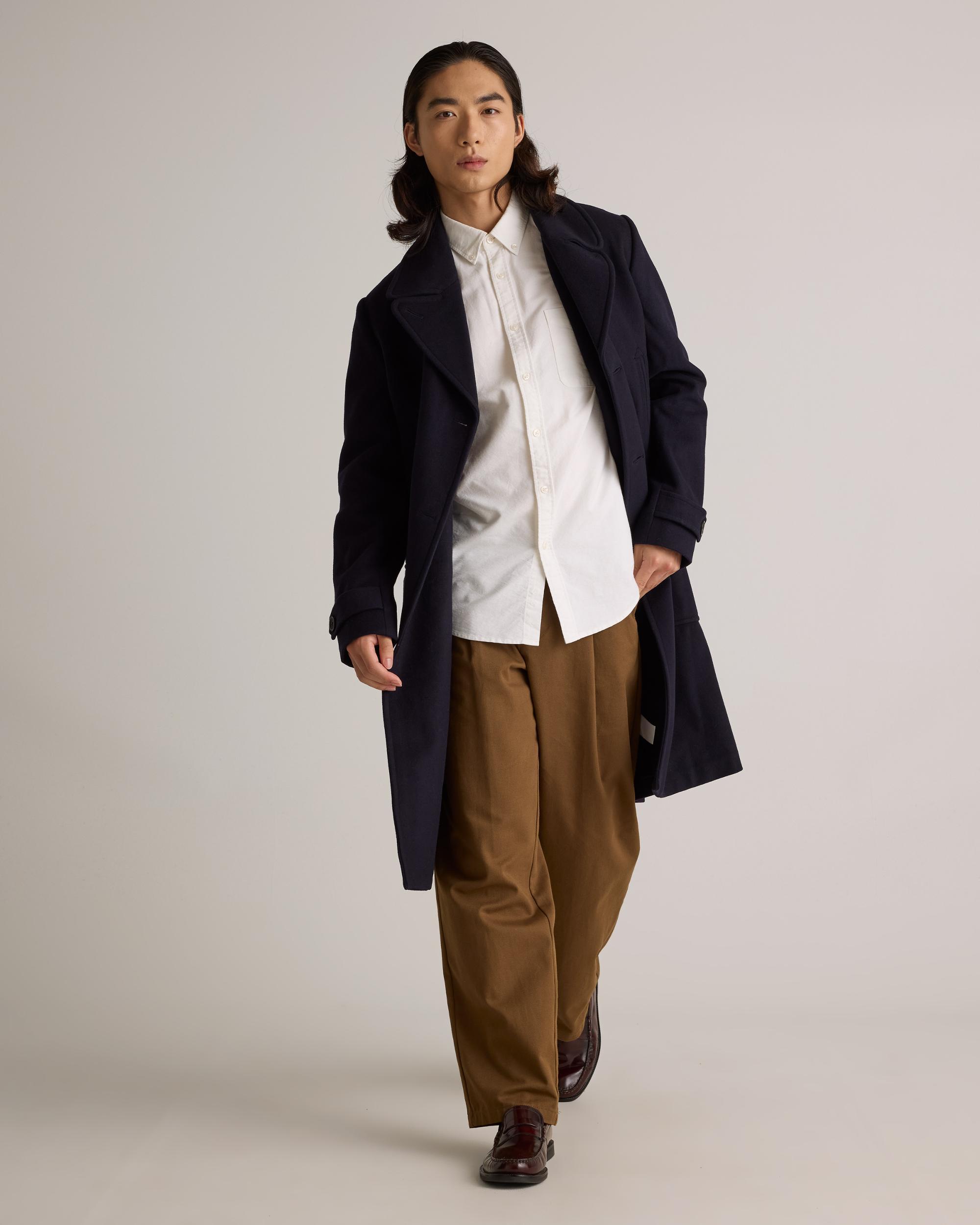 Quince | Men's Italian Wool Double-Breasted Officer Topcoat Size XL, Wool/Nylon Product Image