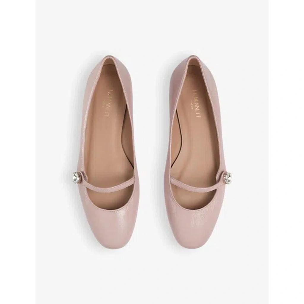 LK BENNETT Womens Pin-pink Demi Carnation Crystal-embellished Leather Flats Product Image