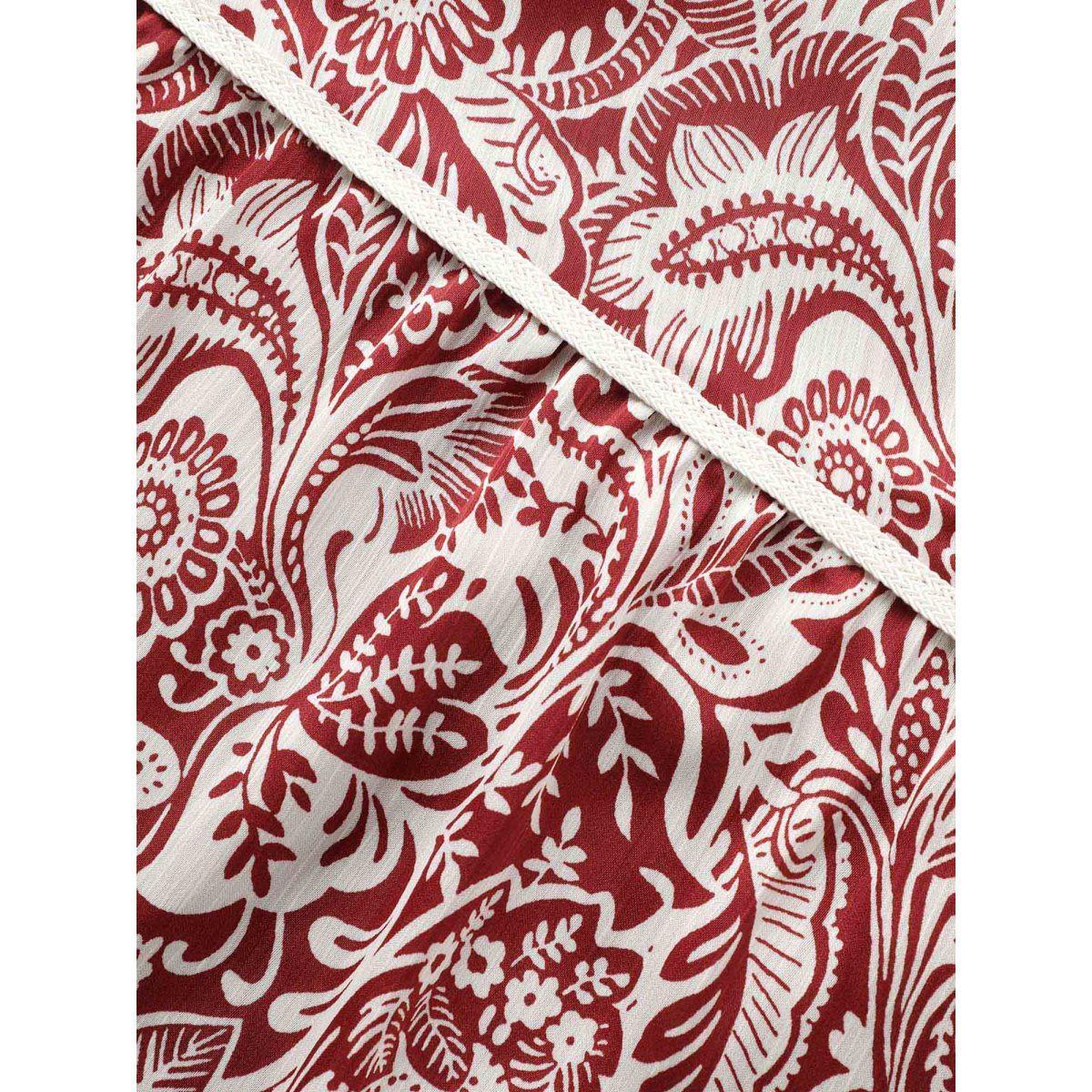 Plus Size Bandana Woven Ribbon Bell Sleeve Dress Scarlet Women Resort Woven ribbon&lace trim Notched collar Long Sleeve Curvy BloomChic 22-24/3X Product Image