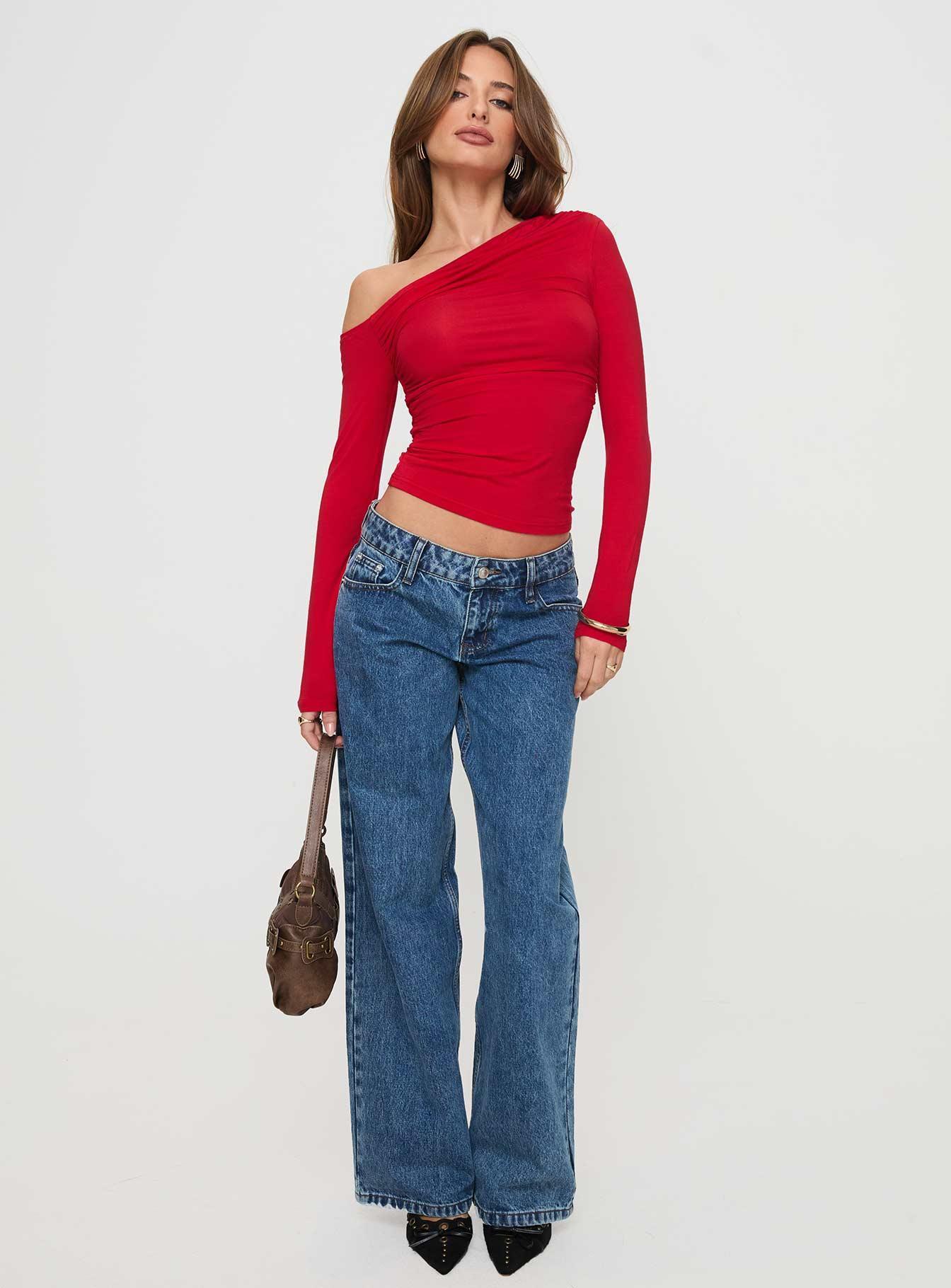 Beller Long Sleeve Top Red Product Image