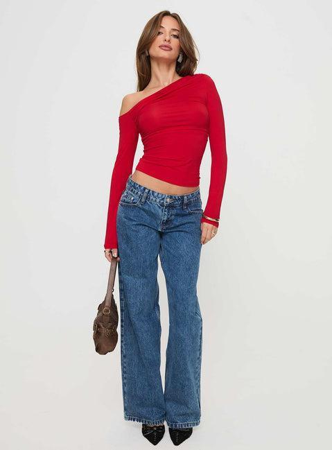 Beller Long Sleeve Top Red Product Image