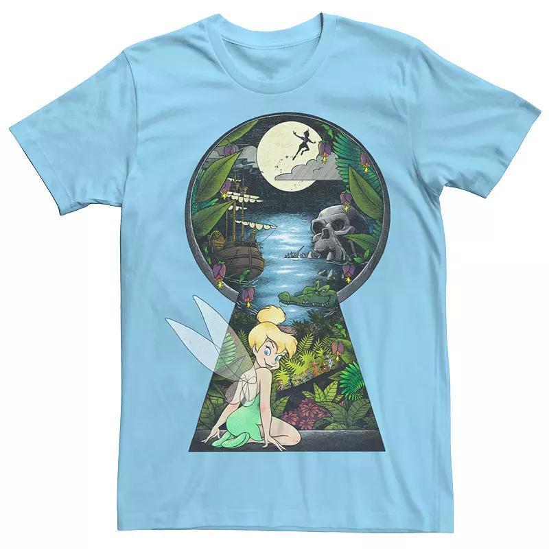 Disney's Tinker Bell Nature Filled Keyhole Men's Tee, Size: XXL, Light Blue Product Image
