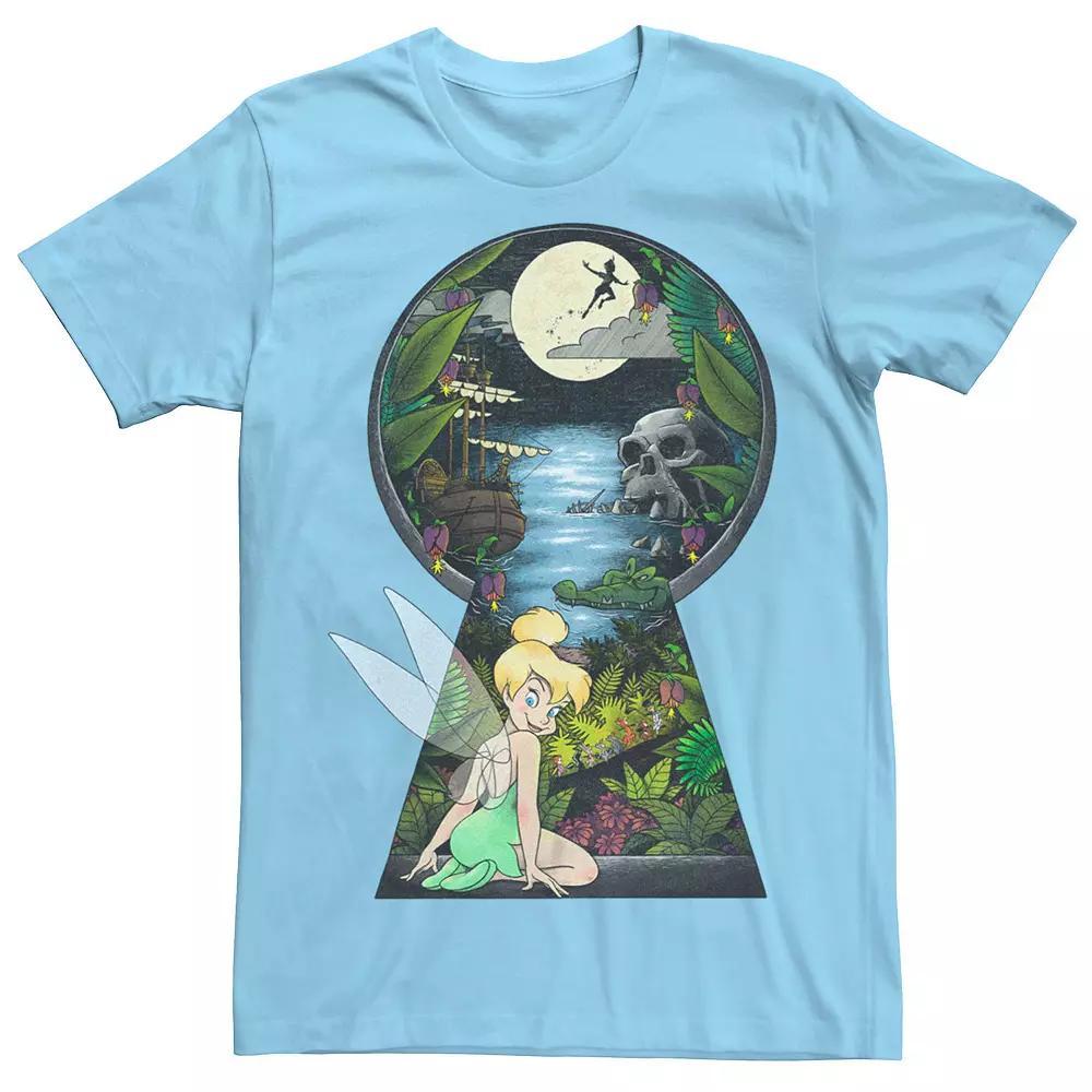 Disney's Tinker Bell Nature Filled Keyhole Men's Tee, Size: XXL, Light Blue Product Image