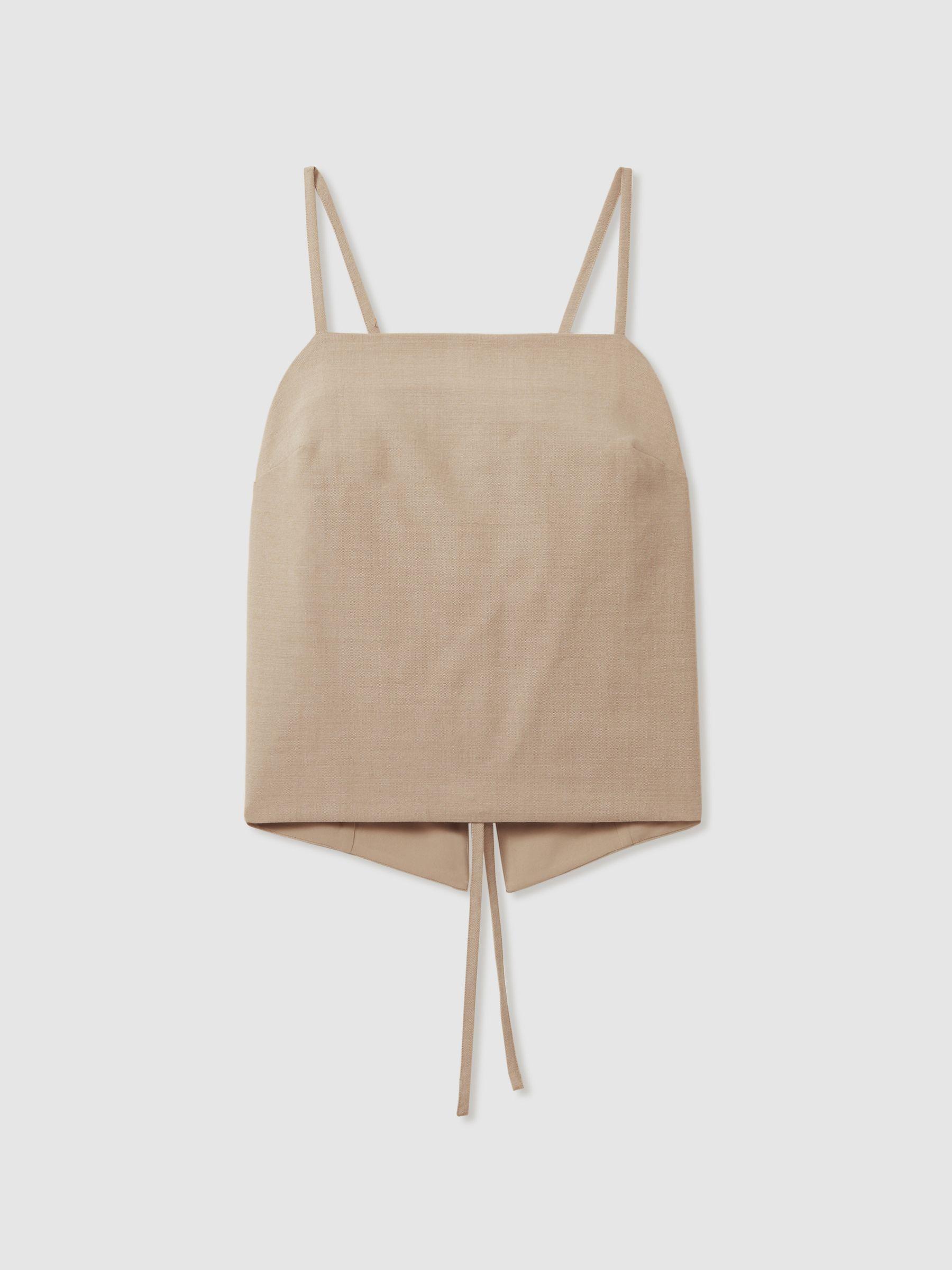 Wool Strappy Tie-Back Top in Neutral Product Image