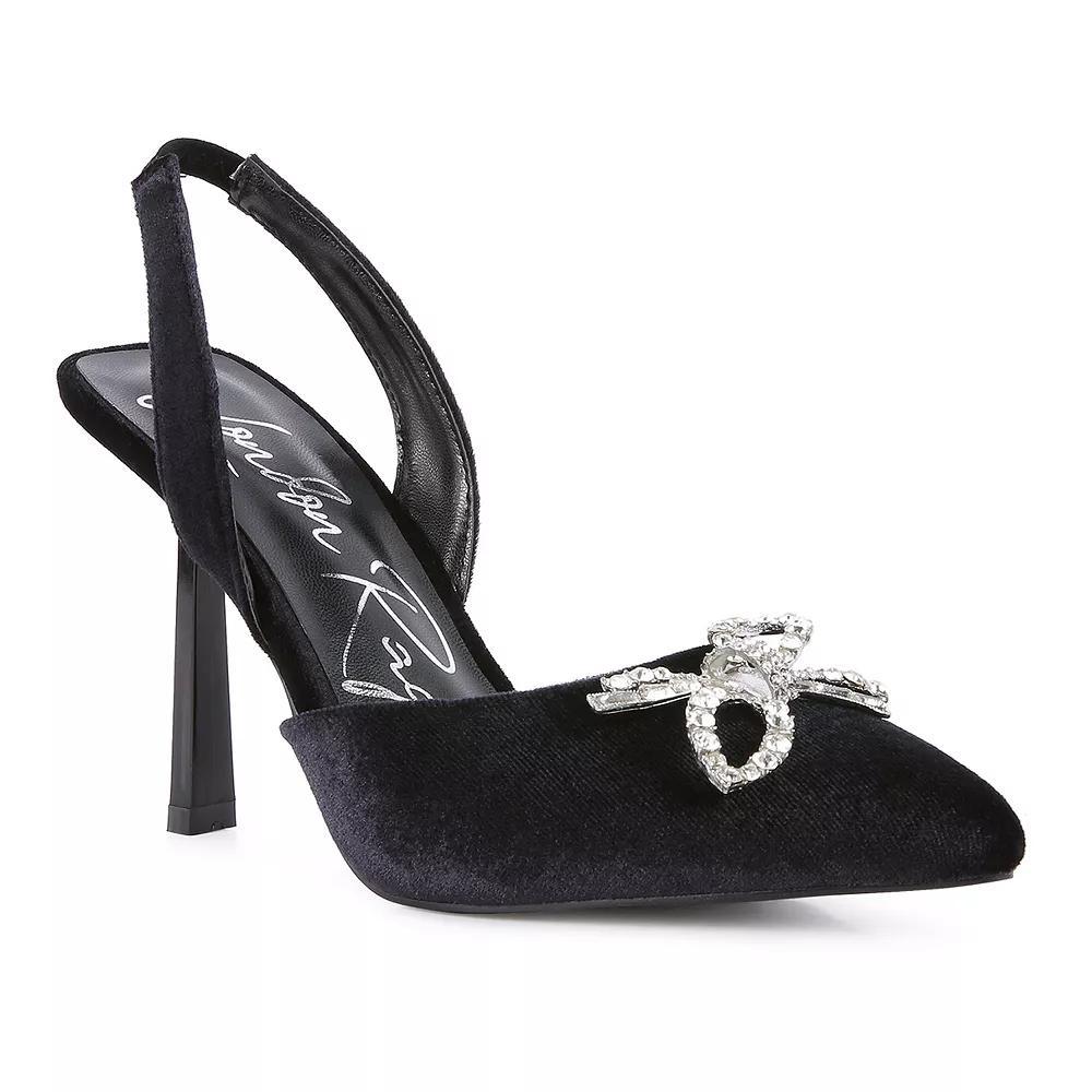 London Rag Firebird Velvet Embellished Slingback Heels, Women's, Size: 7, Black Product Image