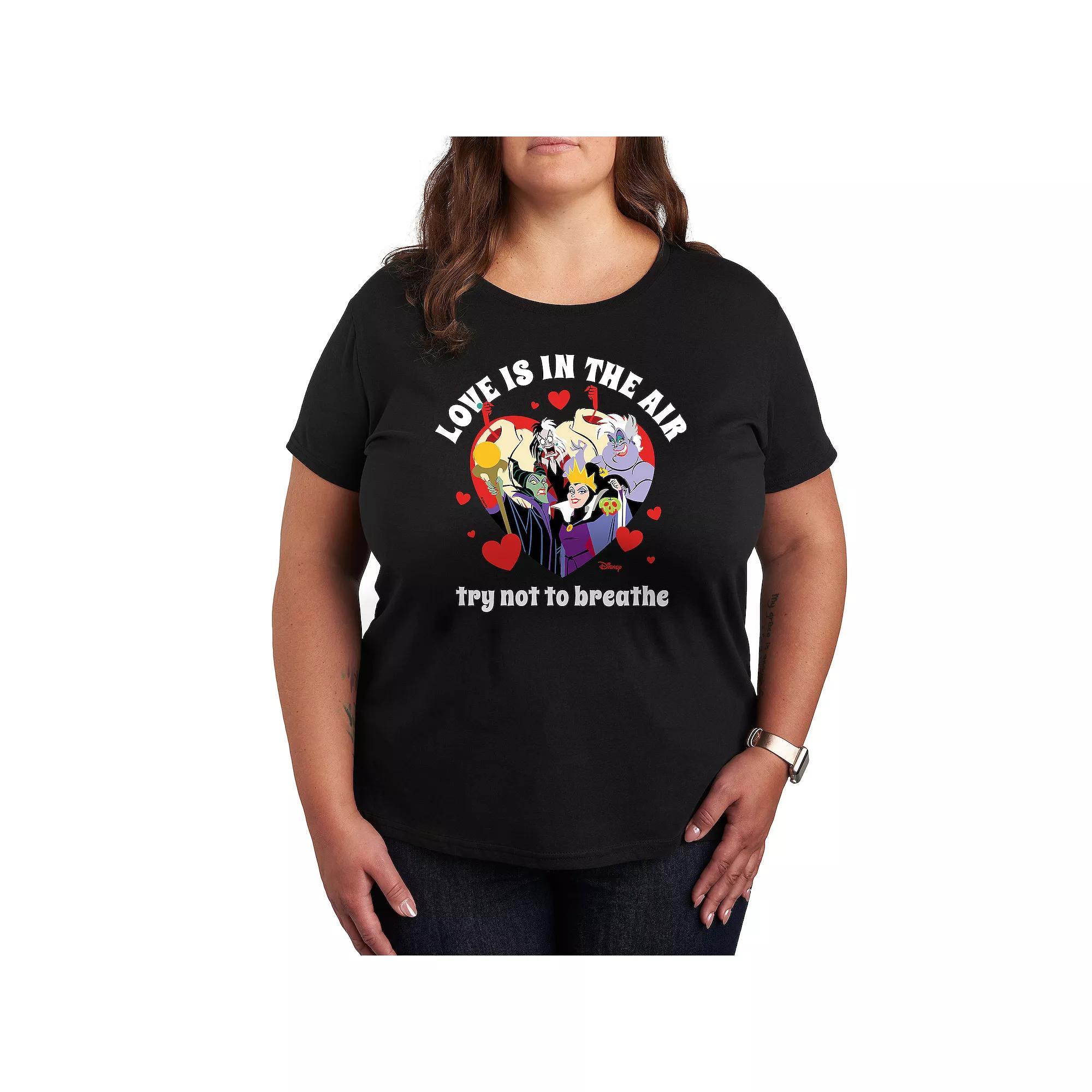 Disney's Villains Love In The Air Plus Graphic Tee, Women's, Size: 3XL, Black Product Image