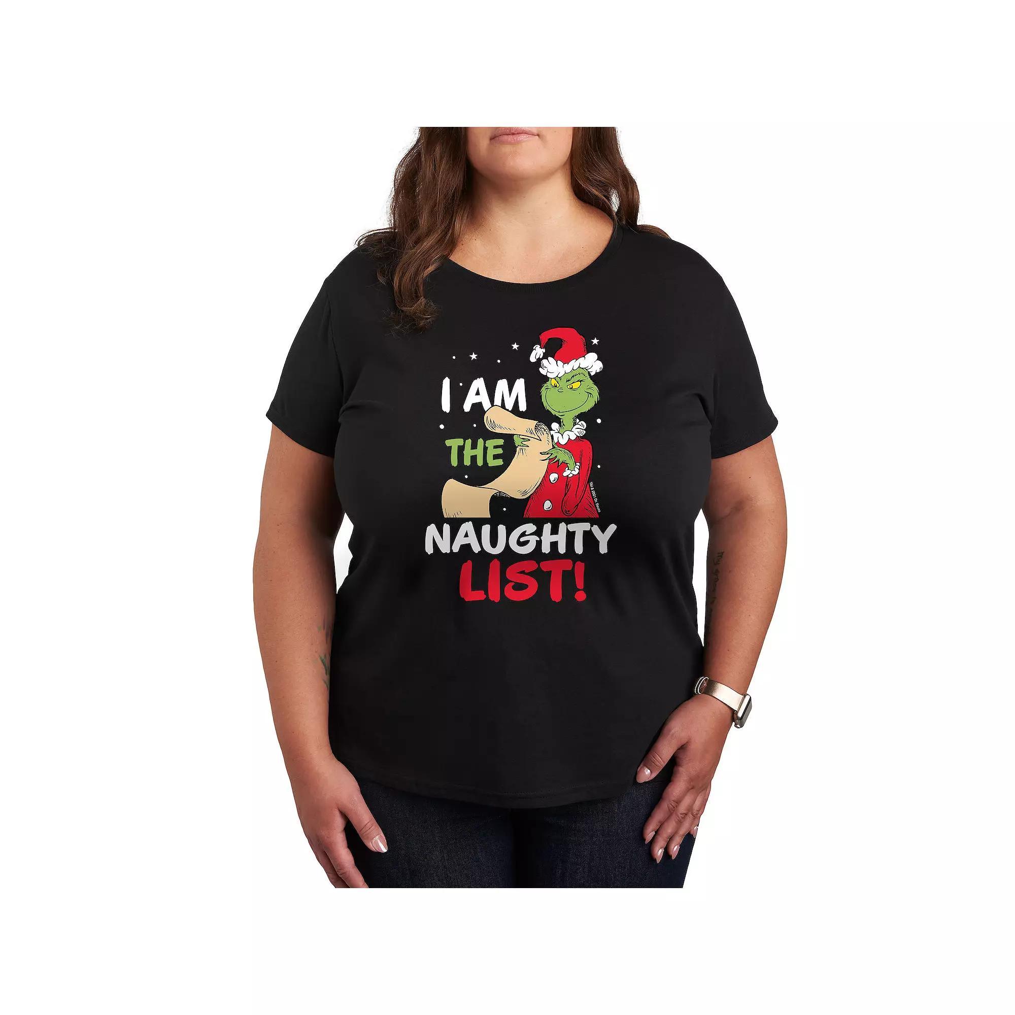 Plus Dr. Seuss The Grinch Naughty List Graphic Tee, Women's, Size: 2XL, Black Product Image