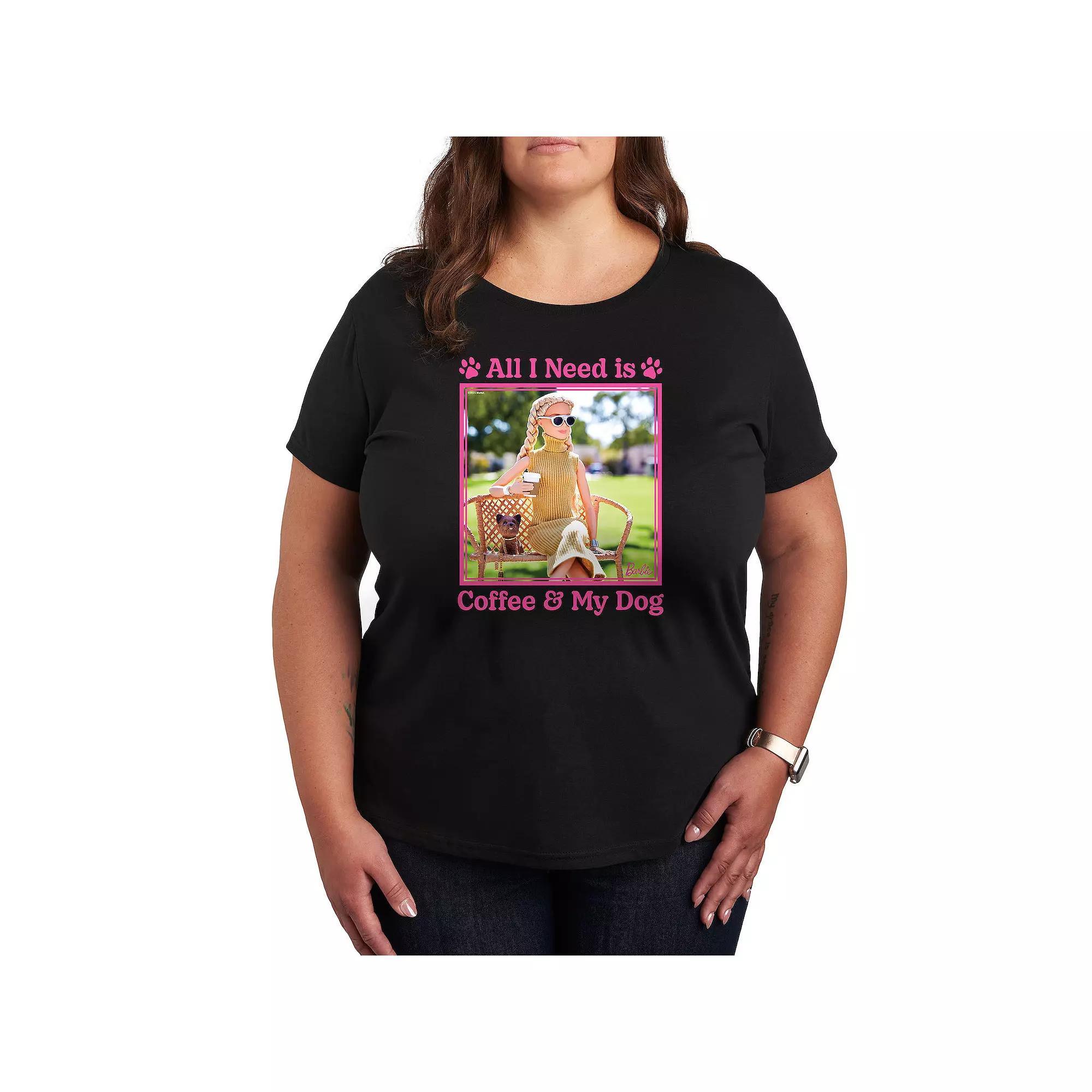 Plus Barbie All I Need Is Coffee & My Dog Graphic Tee, Womens Product Image