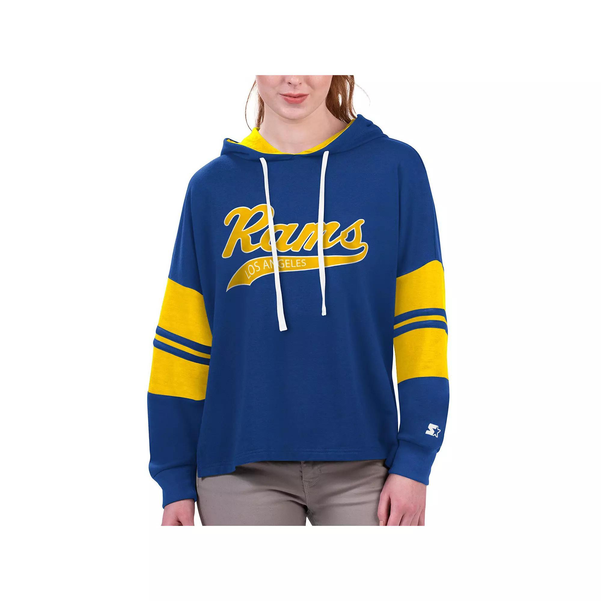 Womens Starter Royal Los Angeles Rams Bump And Run Long Sleeve Hoodie T-Shirt Product Image