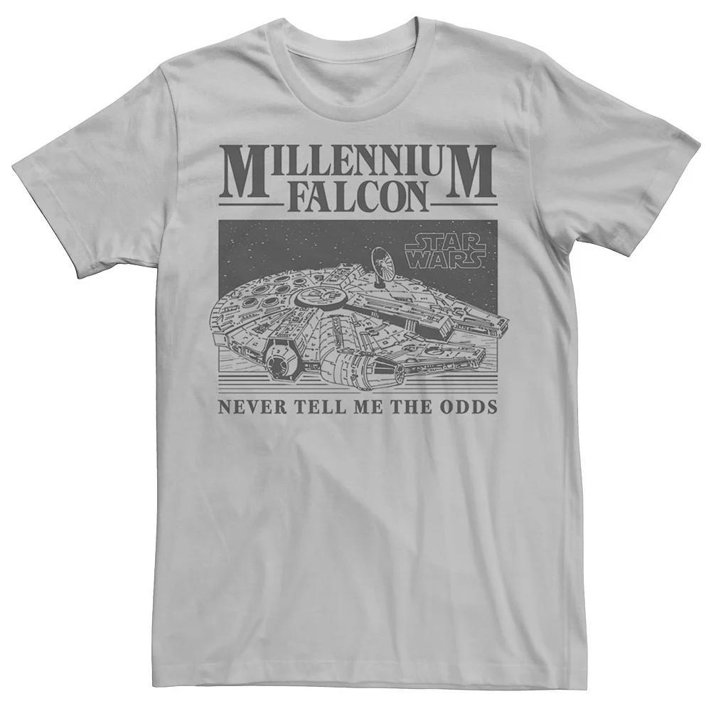 Men's Star Wars Millennium Falcon Never Tell Me The Odds Poster Graphic Tee, Size: Small, Silver Product Image