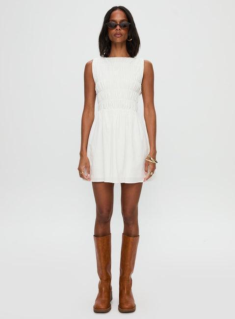 Melona Shirred Mini Dress White Product Image