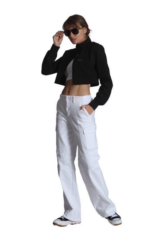 Members Only Women's Mini Cropped Racer Jacket in Black at Nordstrom, Size X-Large Product Image