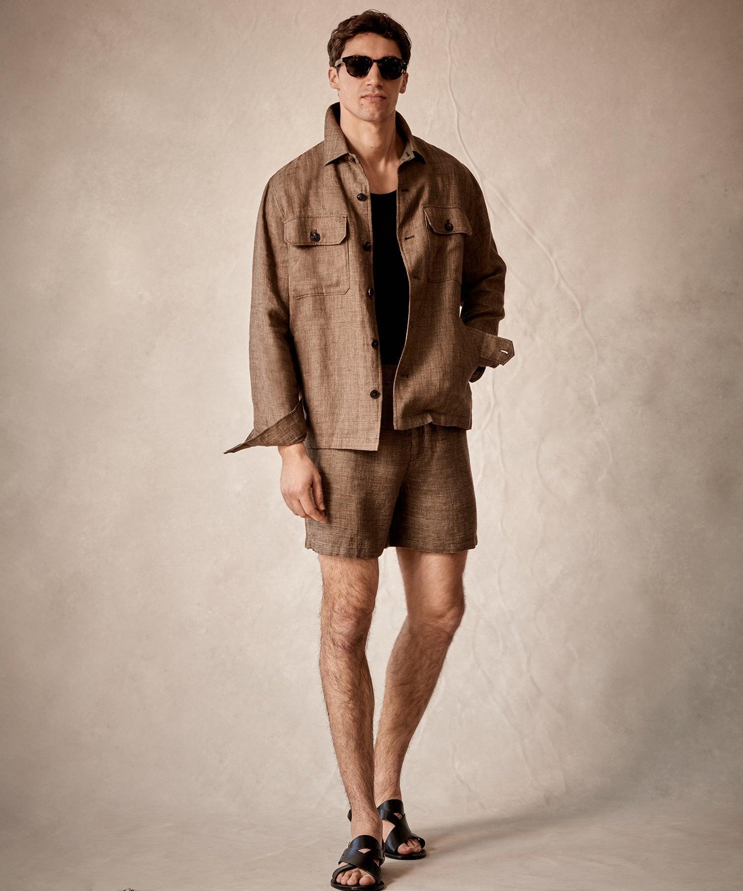 Textured Tailored Shirt Jacket in Brown Product Image