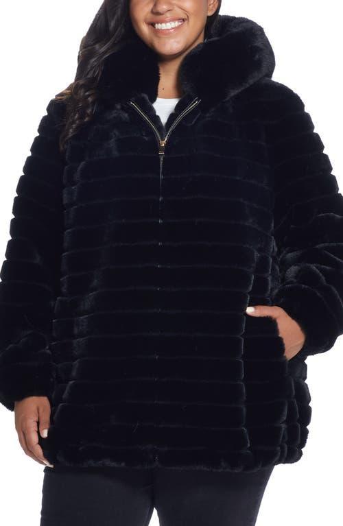 Plus Size Gallery Hooded Faux-Fur Zip-Up Jacket, Womens Ivory Product Image