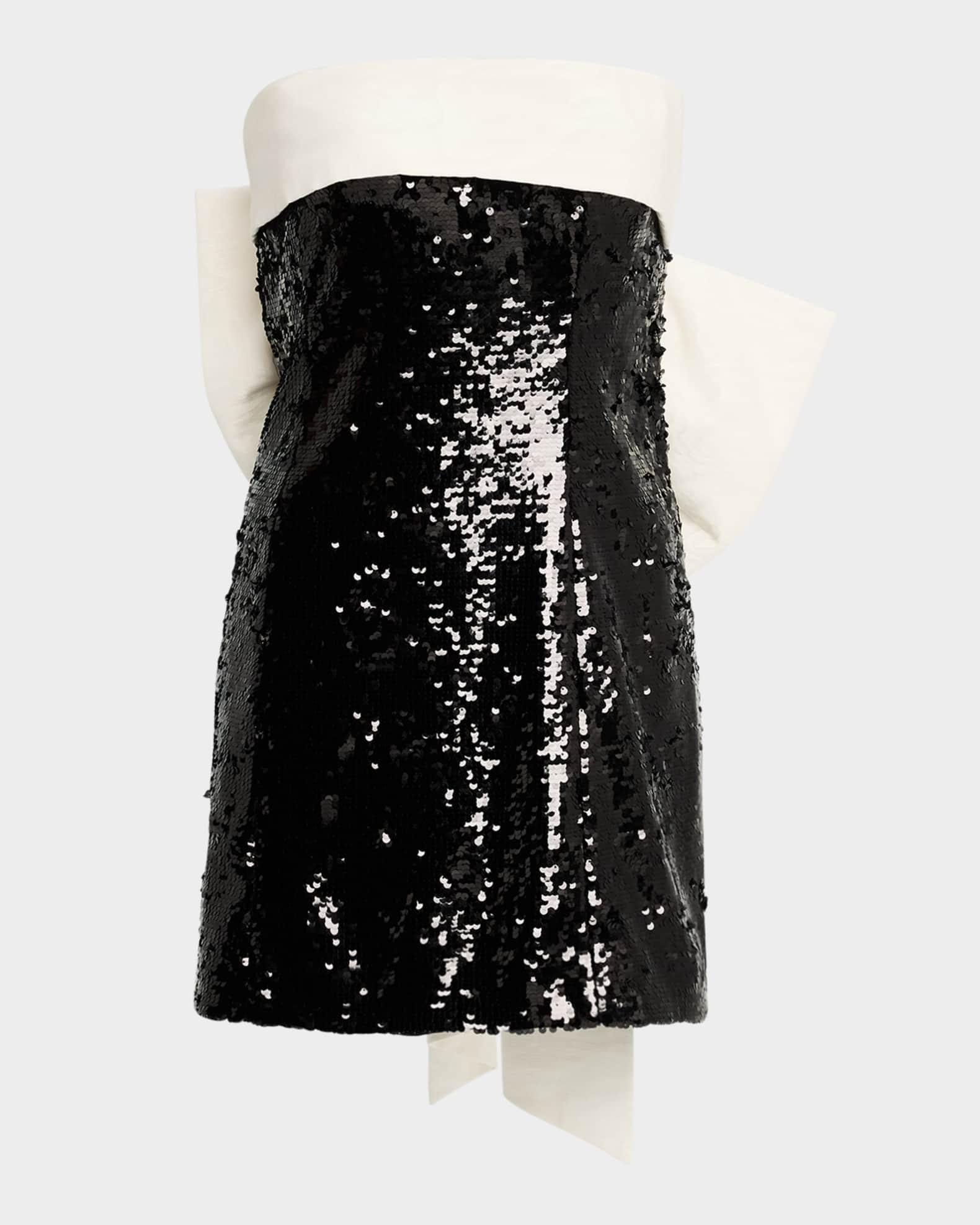 Sibella Sequined Strapless Draped Bow Back Mini Dress Product Image