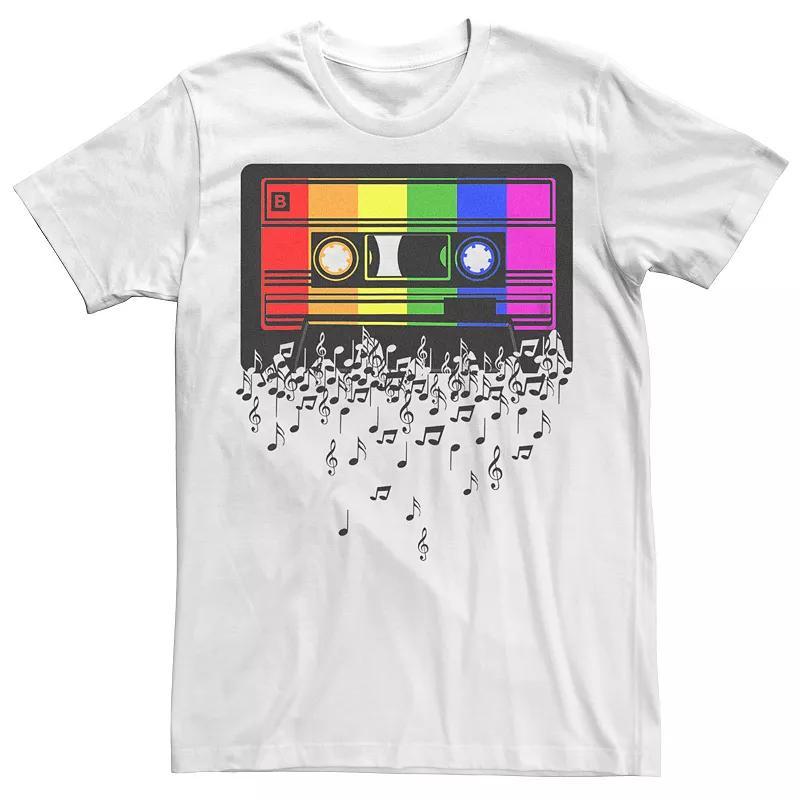 Men's Pride Rainbow Flag Music Note Cassette Graphic Tee, Size: Large, Athletic Grey Product Image