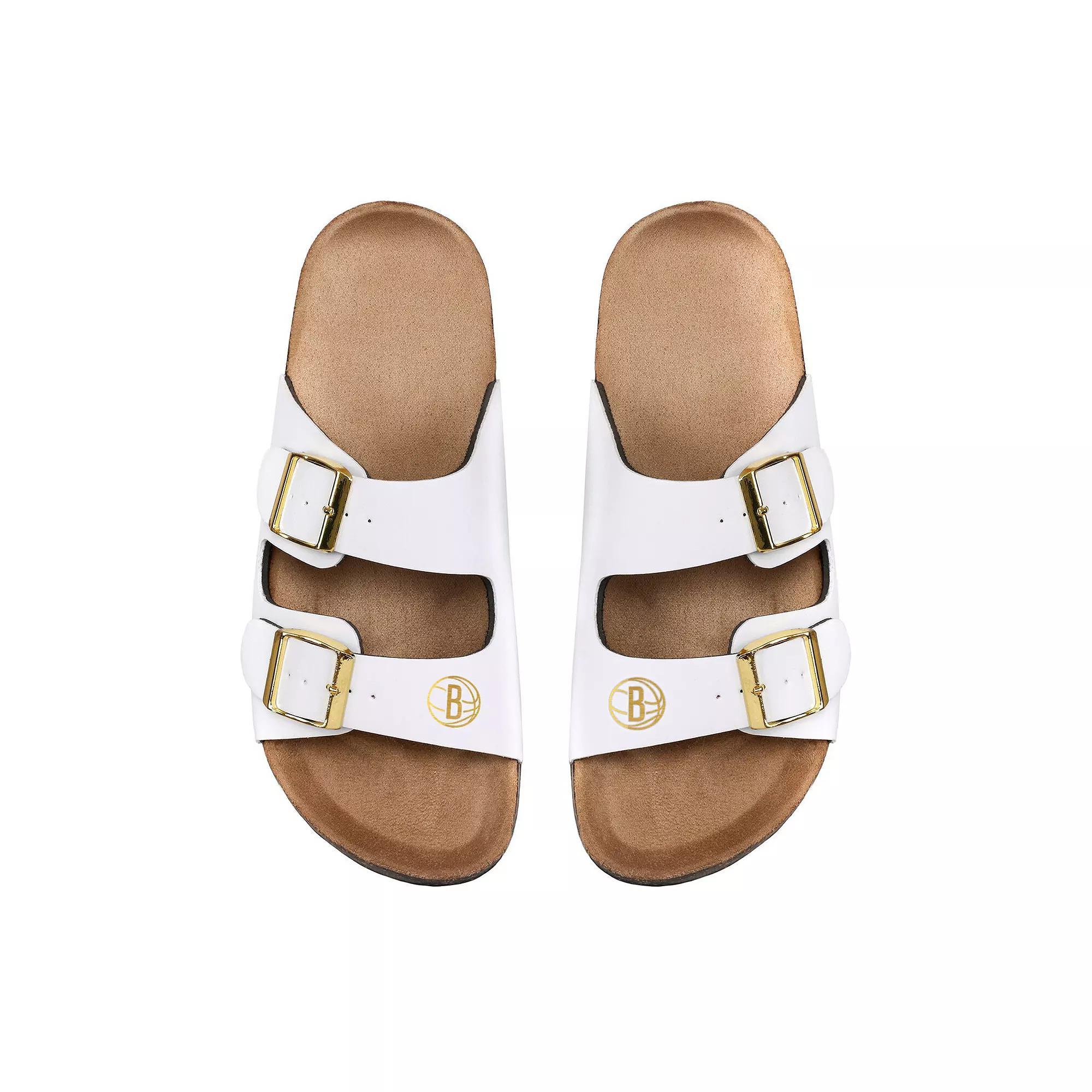 Women's FOCO Los Angeles Lakers Double-Buckle Sandals, Size: 11-12, White Product Image