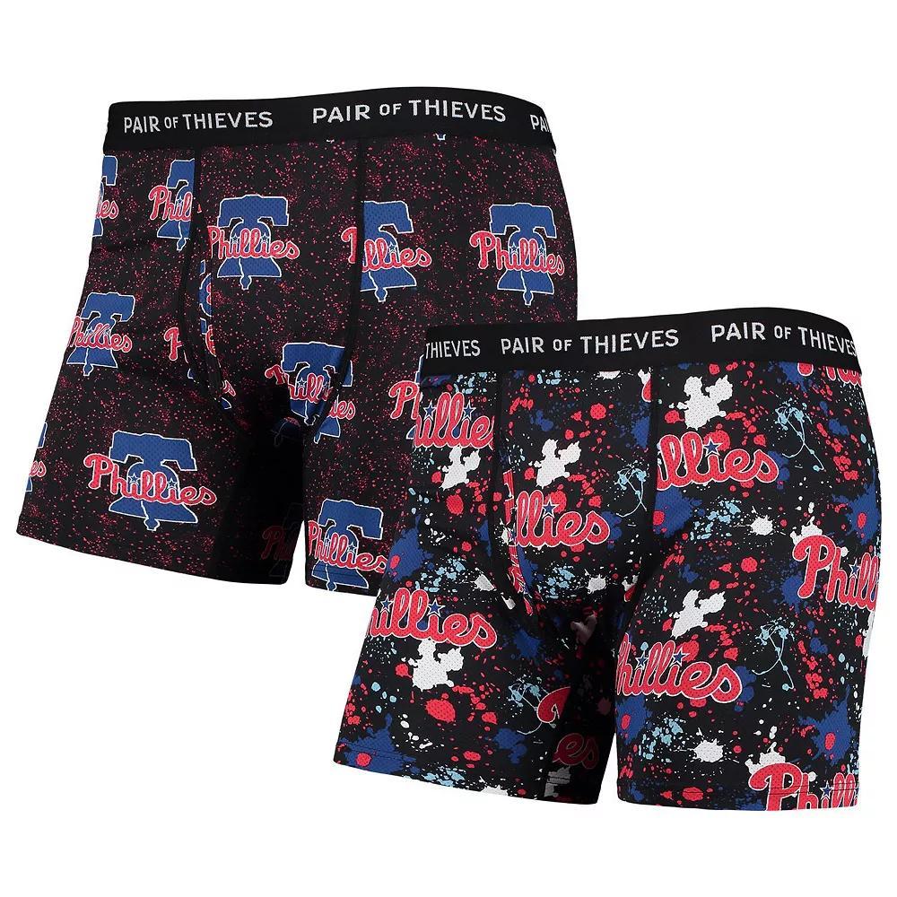 Men's Pair of Thieves Black Philadelphia Phillies Super Fit 2-Pack Boxer Briefs Set, Size: XL Product Image