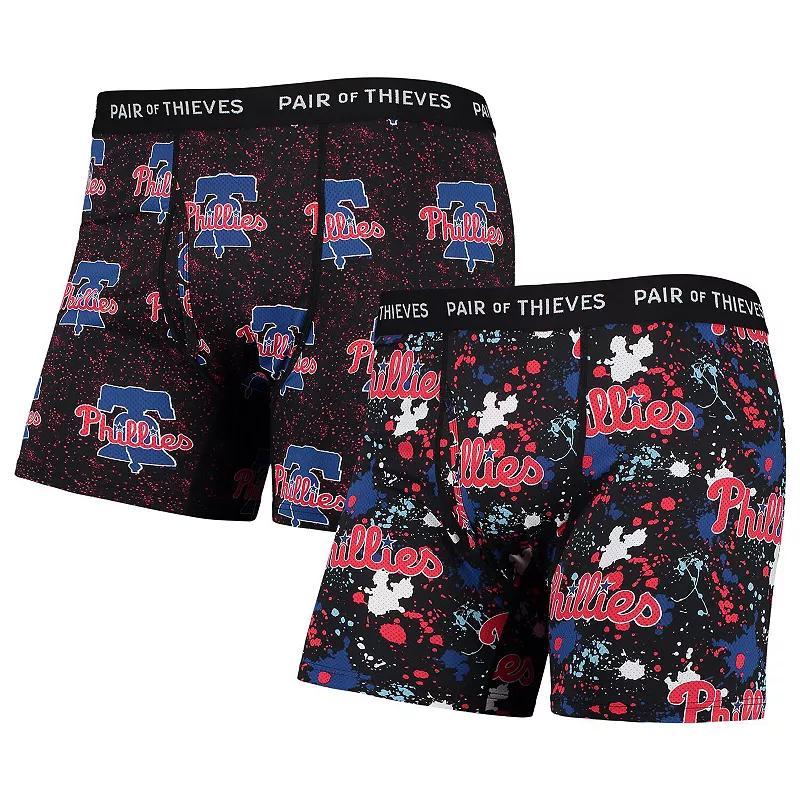 Men's Pair of Thieves Black Philadelphia Phillies Super Fit 2-Pack Boxer Briefs Set, Size: XL Product Image