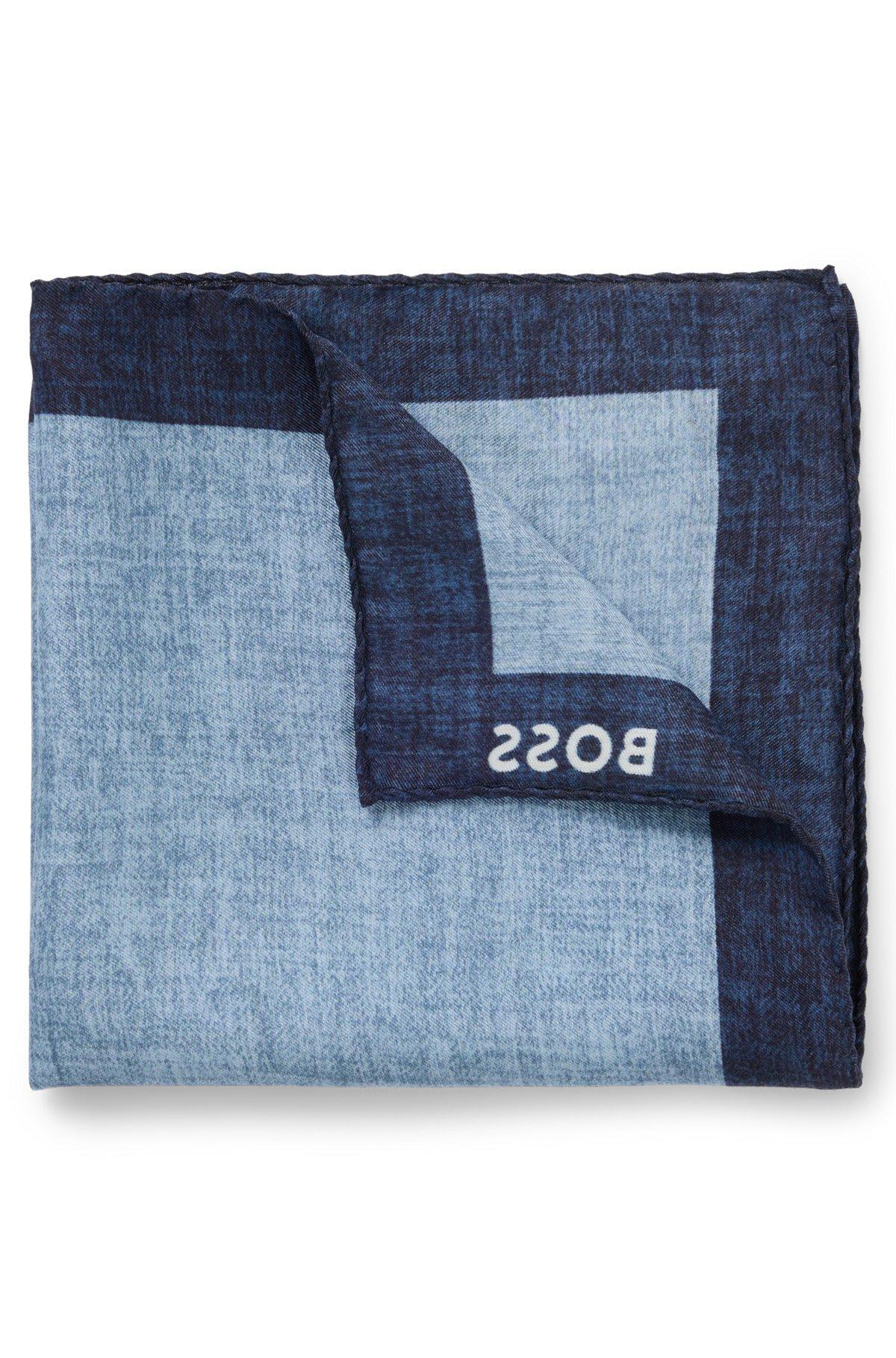 Printed pocket square with logo border Product Image